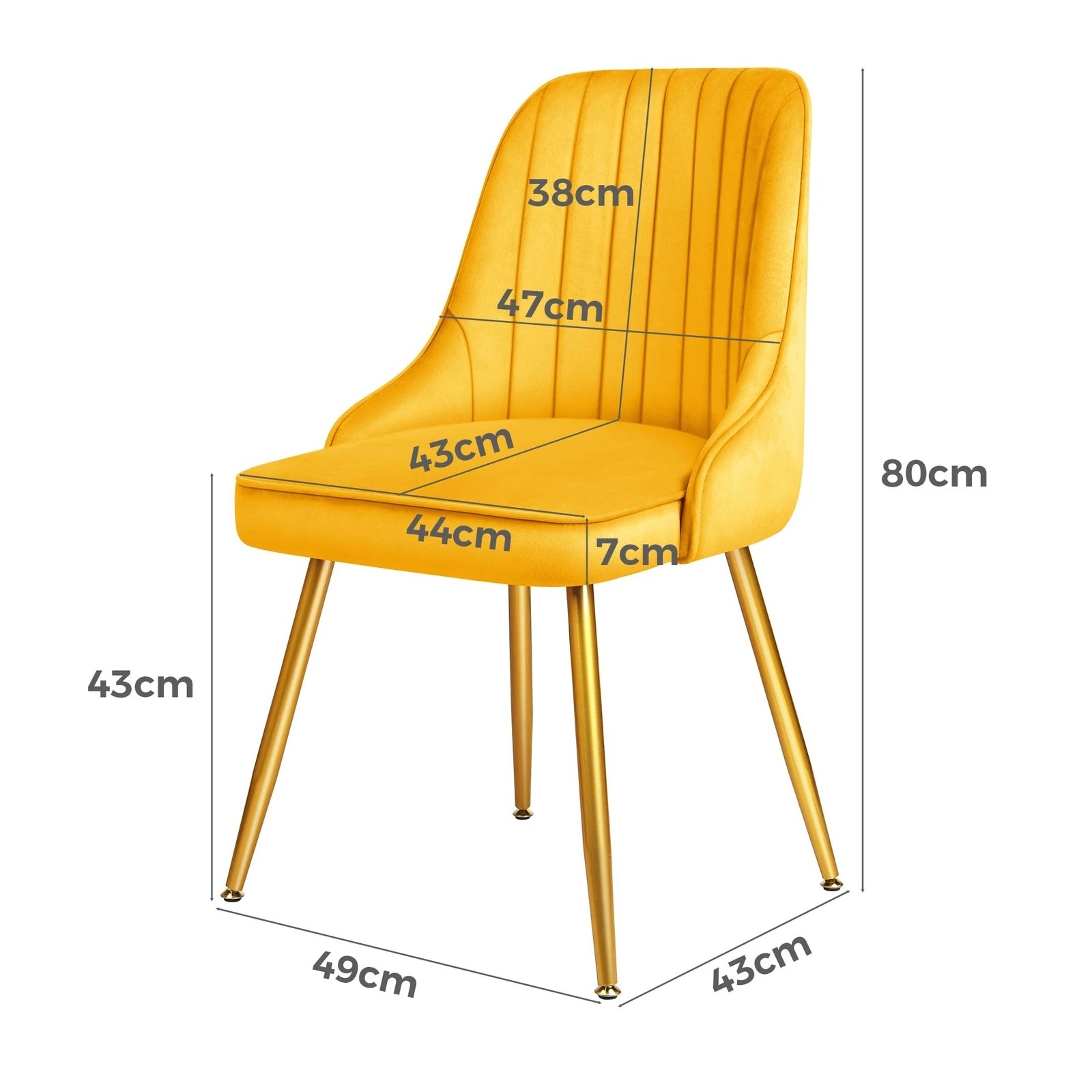 8 Alfordson 2x Dining Chairs Kitchen Accent Lounge Padded Tufted Seat Velvet - Yellow, 8 of 10