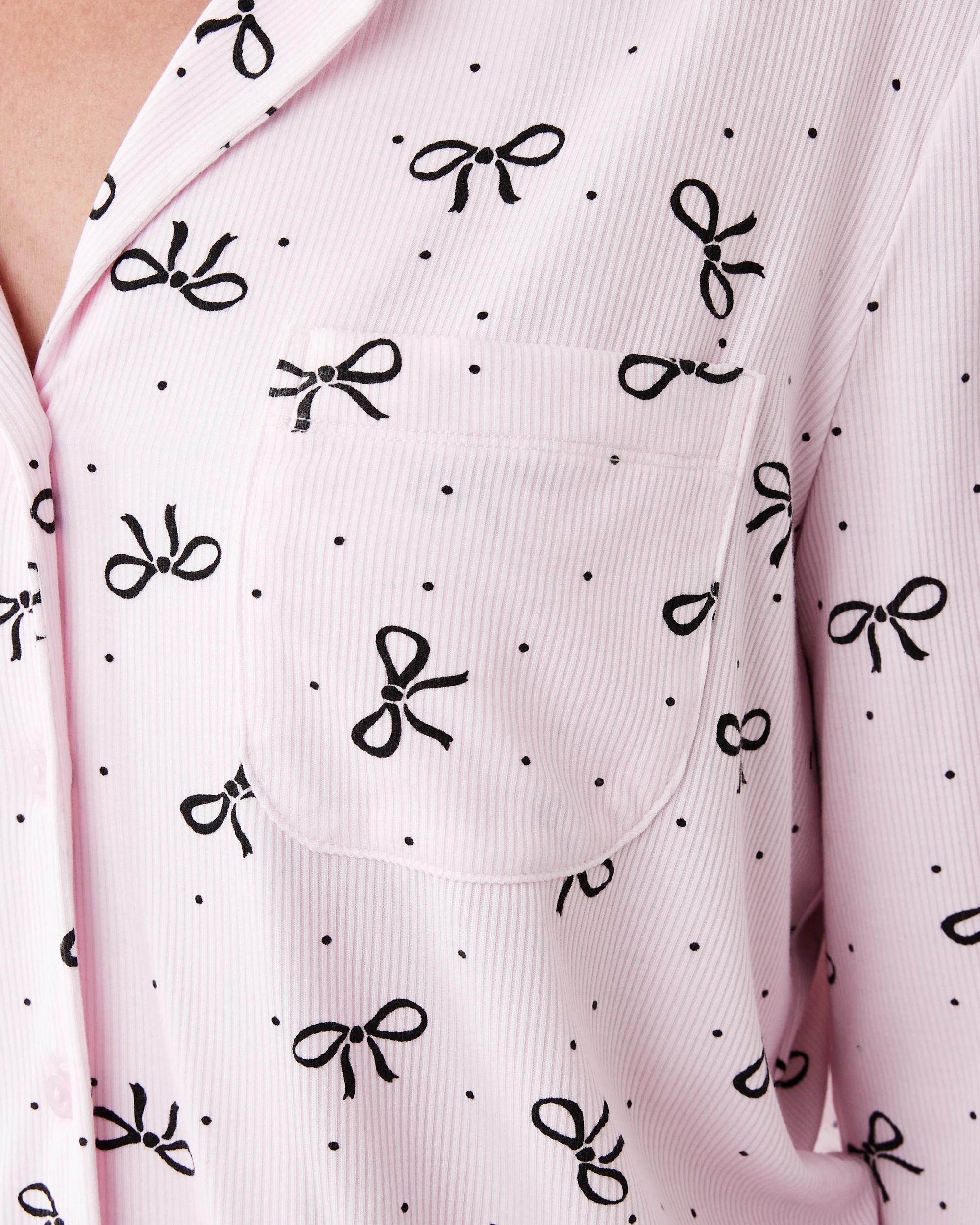 6 Long Sleeve Rib Lace Button Through Top Bow Spot, 6 of 8