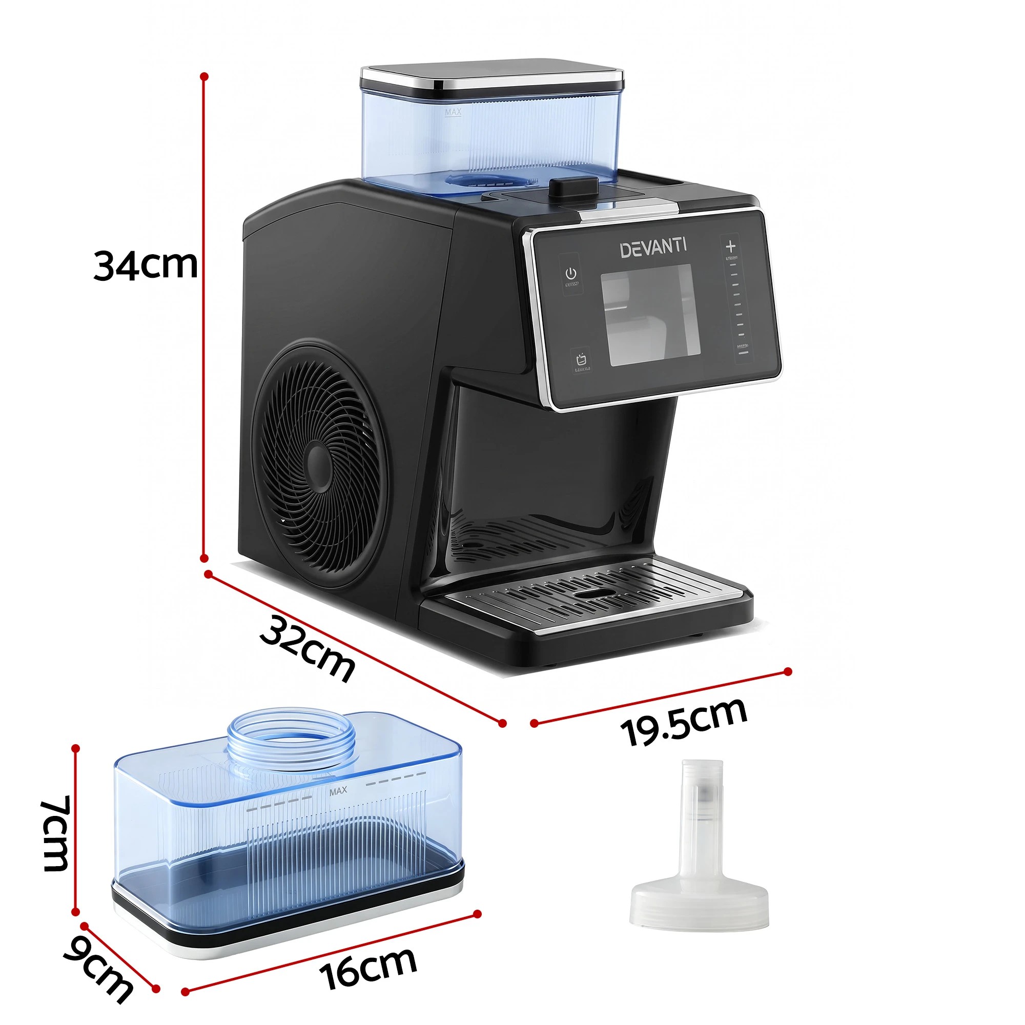 3 Devanti 20kg Ice Maker Snowflake Shaved Bingsu Slushie - Black, 3 of 9