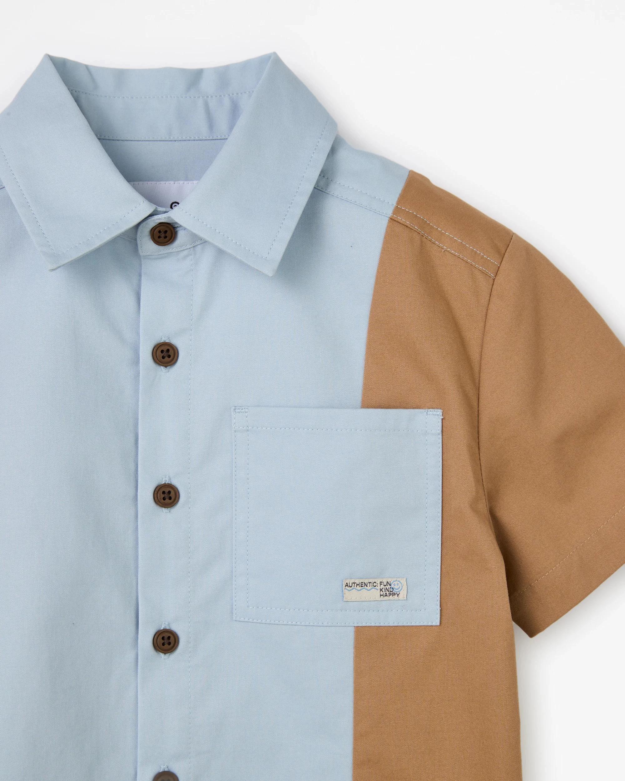 2 Target Kids Australian Cotton Short Sleeve Twill Splice Shirt BLUE, 2 of 2