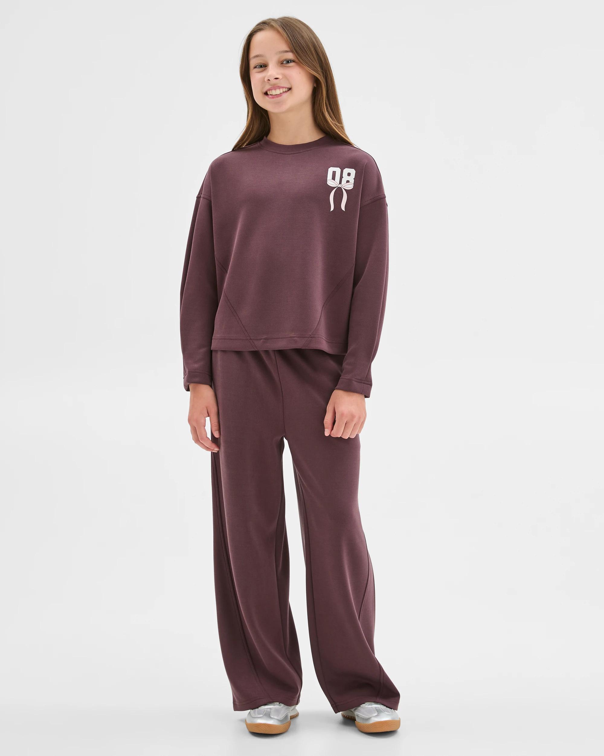 1 Target Kids Sandwash Scuba Crew Neck Top BURGUNDY, 1 of 6