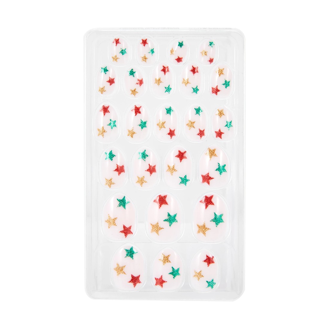 3 OXX Junior 24 Pack Kids Pre-Glued Stick-On Nails - Almond Shape, Glitter Stars, 3 of 4