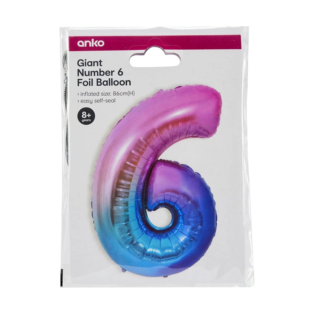 4 Giant Number 6 Foil Balloon, 4 of 4