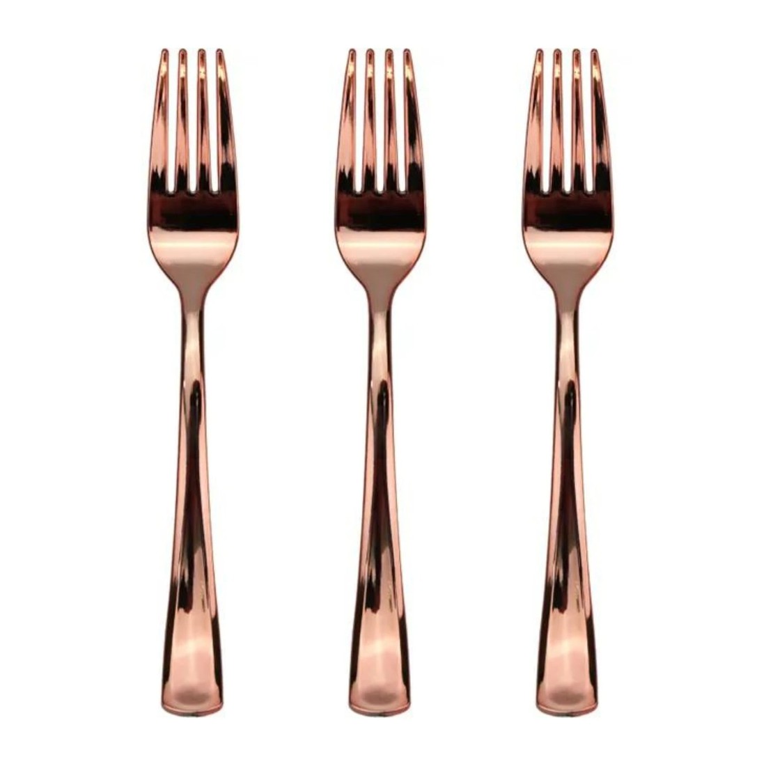 1 Partyware Rose Gold Reusable Plastic Forks (Pack Of 12), 1 of 2
