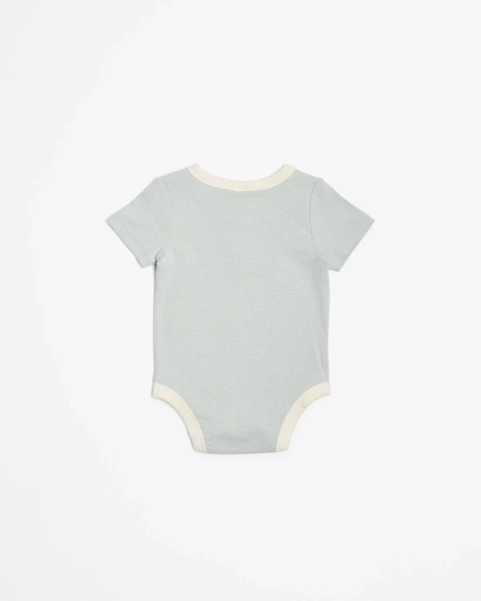 3 Target Baby Short Sleeve Rib Henley Bodysuit MISTY BLUE AQUA, 3 of 3