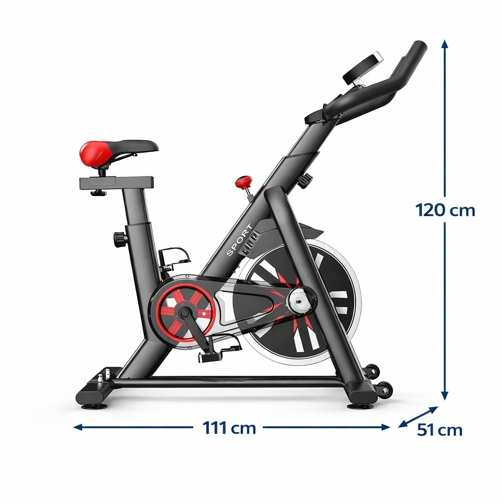 4 Fitness Master Fitness Master Exercise Spin Bike 8kg Flywheel Belt Drive Lcd Monitor Black Home Gym, 4 of 7