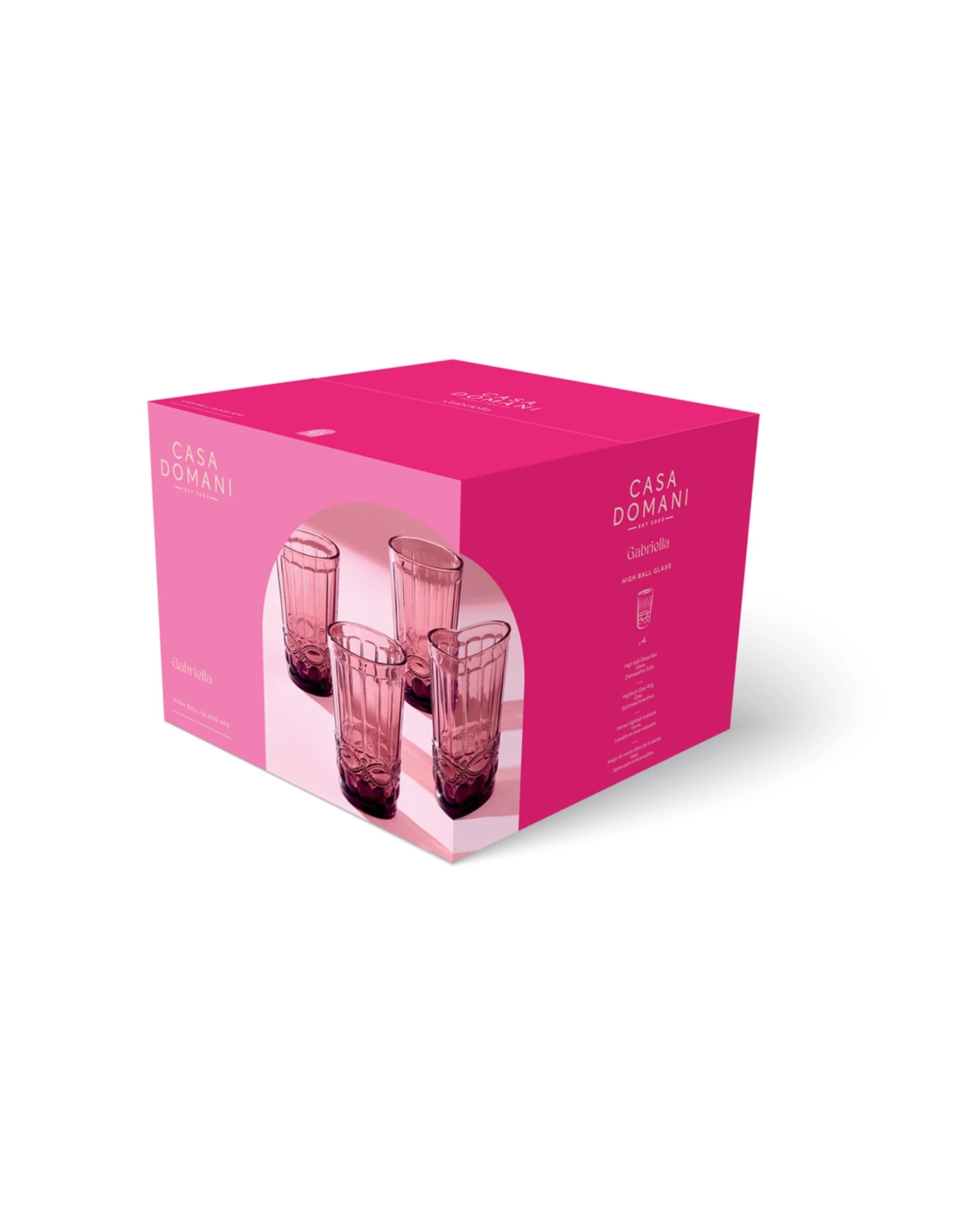 2 Casa Domani 4pk Gabriella Highball Glasses Stylish High Quality Glassware
 - Pink, 2 of 4