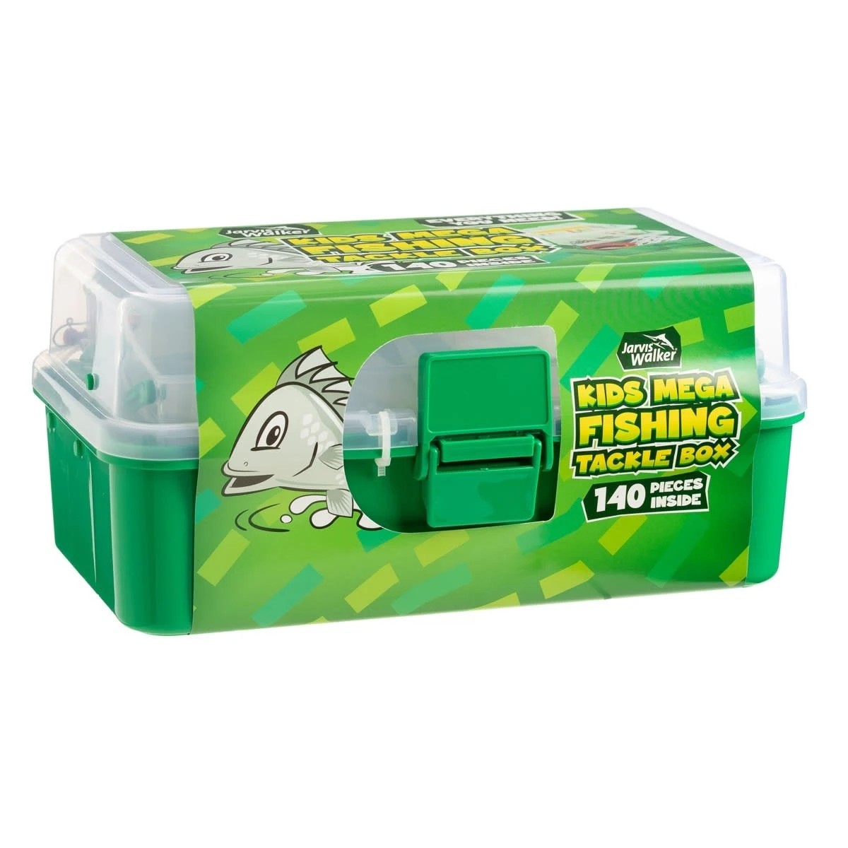 1 Jarvis Walker Kids Mega Fishing Tackle Box - Green, 1 of 5
