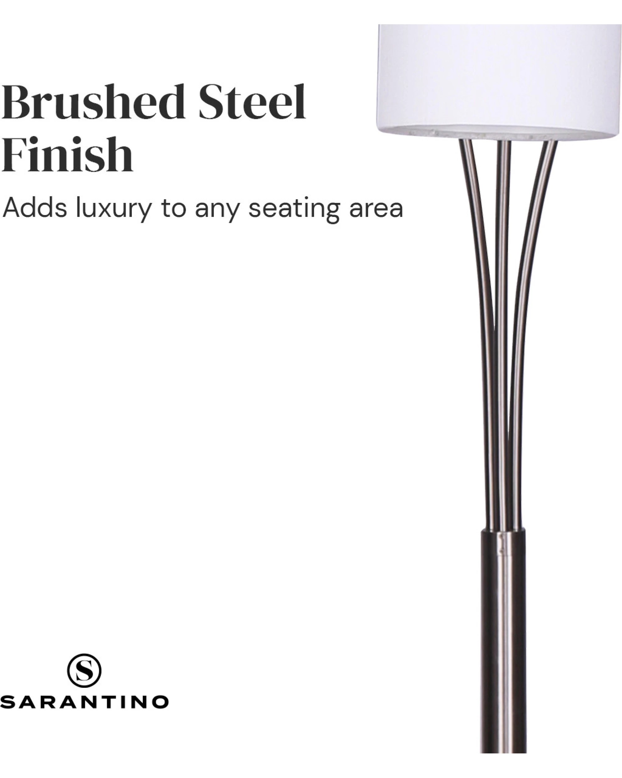 7 Sarantino 3-Light Metal Arc Floor Lamp - Nickel and Marble Finish, 7 of 10