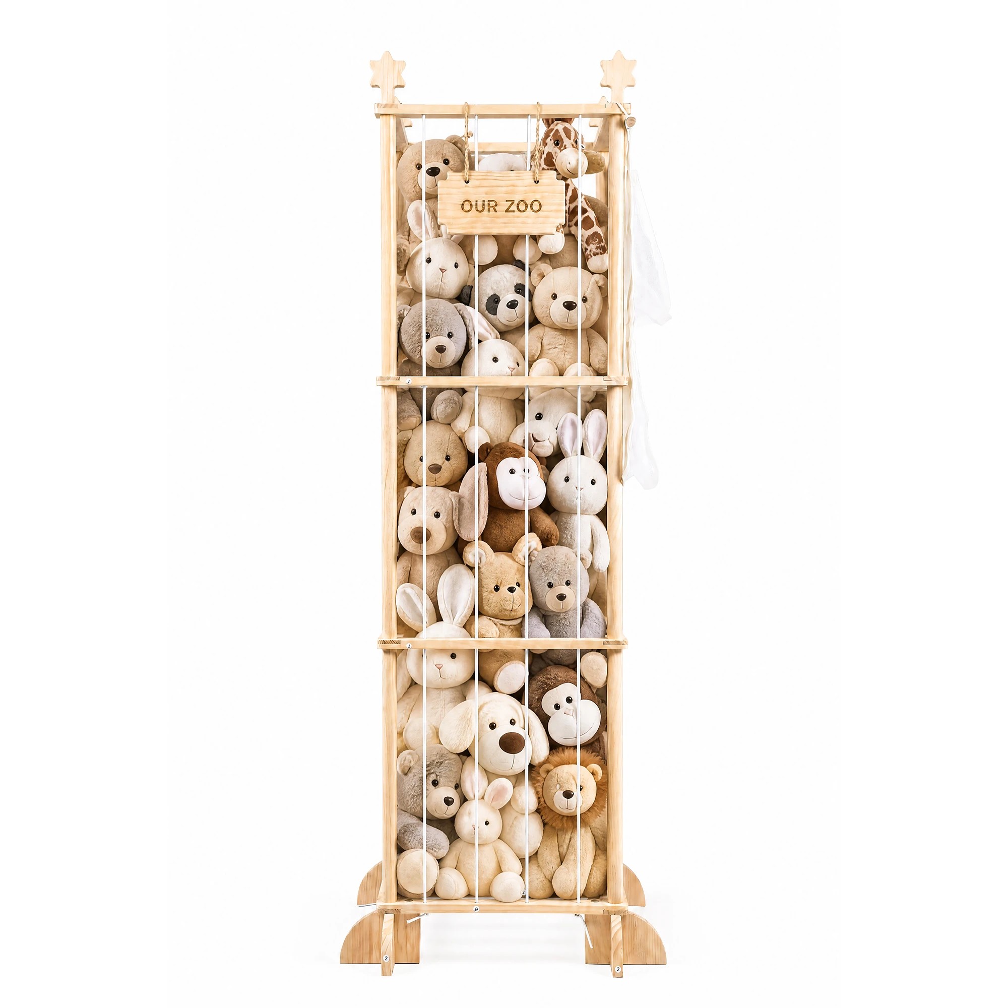 8 Advwin Stuffed Animal Storage Organizer  Toy Organizer with Elastic Cords & Storage Bag - Wood, 8 of 9