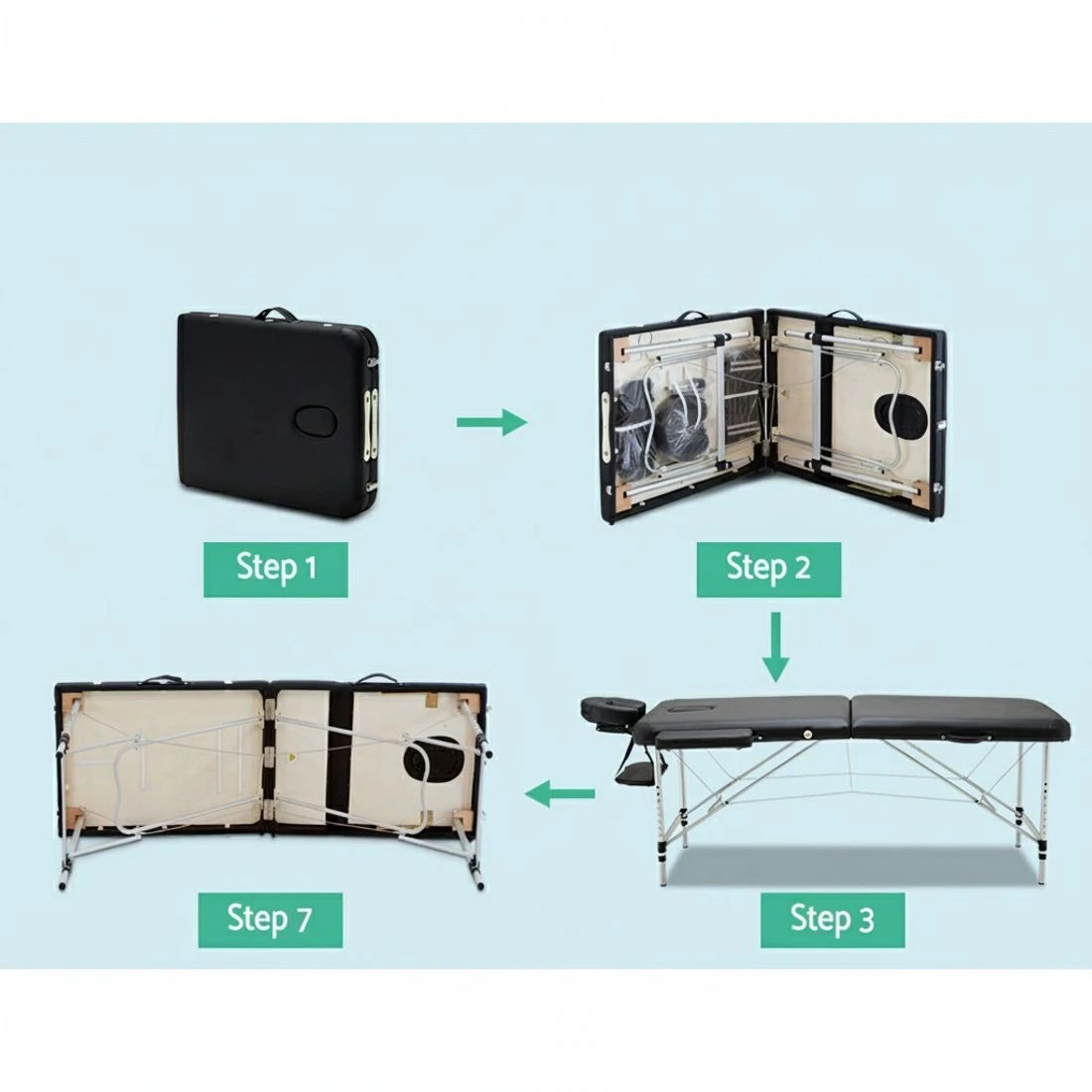 6 Zenses Massage Table 75cm Portable 2 Fold Aluminium Beauty Bed - Black, 6 of 8
