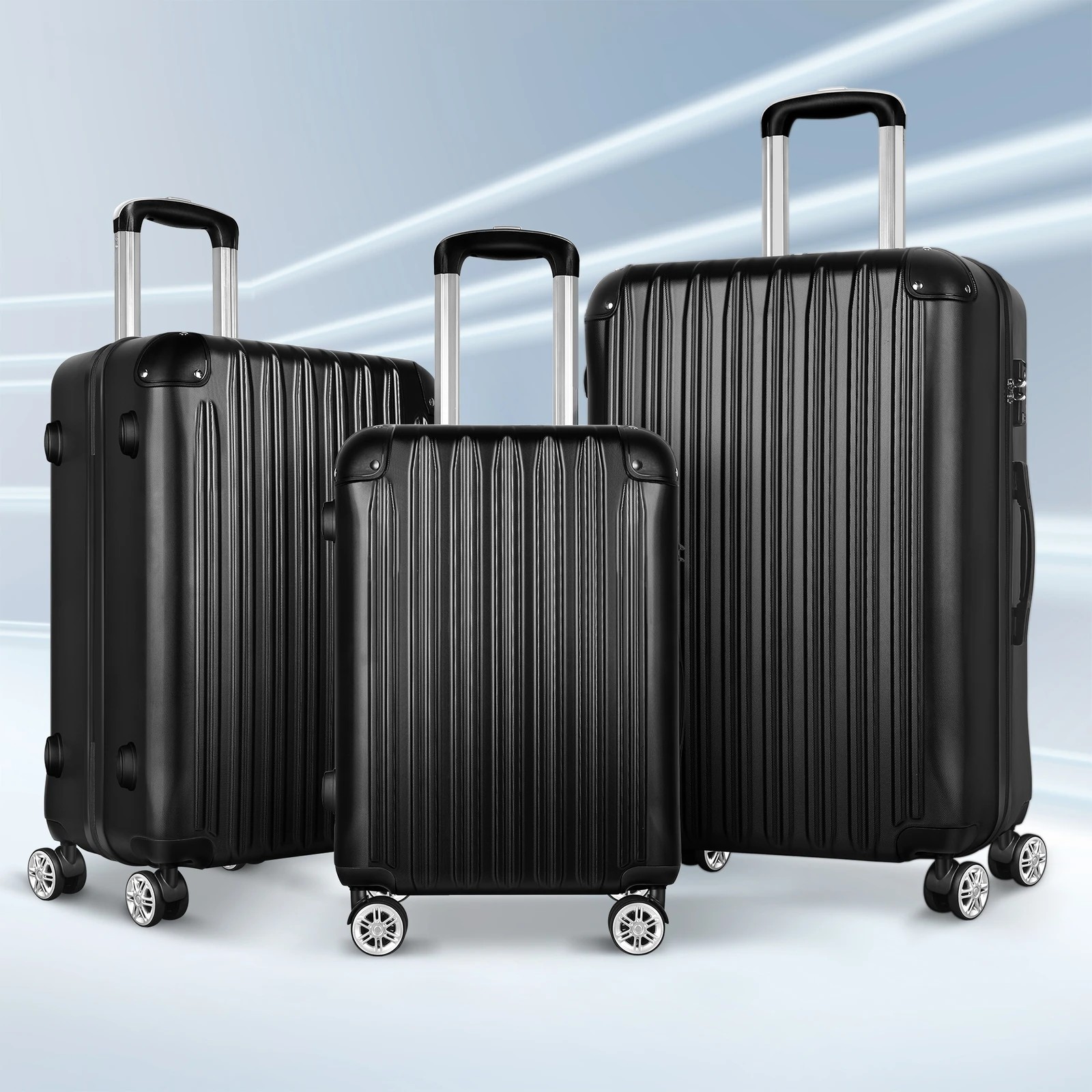 2 Alfordson Luggage Suitcase Sets 3PCS Trolley TSA Carry on Hard Case - Black, 2 of 10