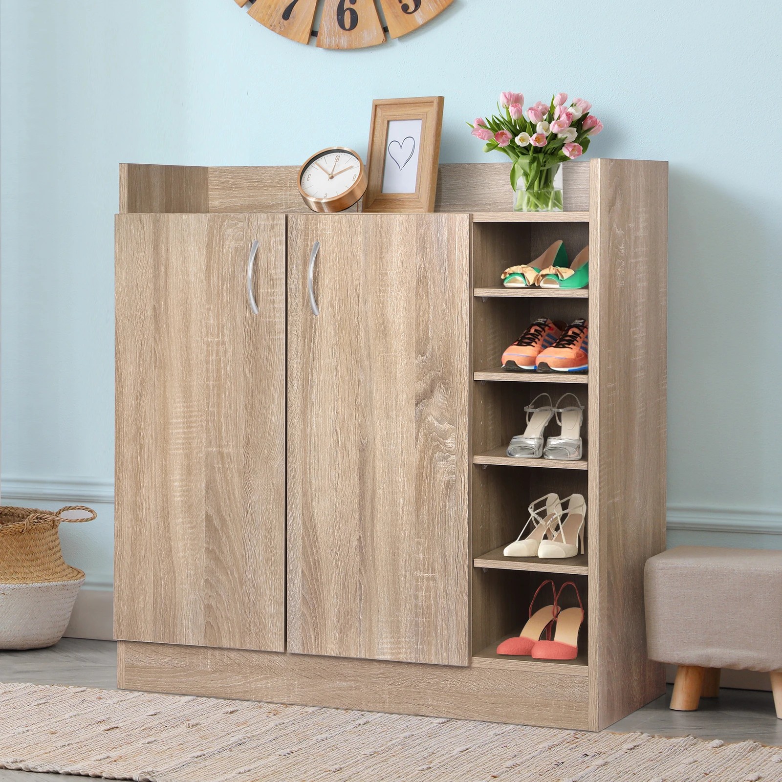 2 Alfordson Shoe Cabinet Storage Rack 21 Pairs - Oak, 2 of 6