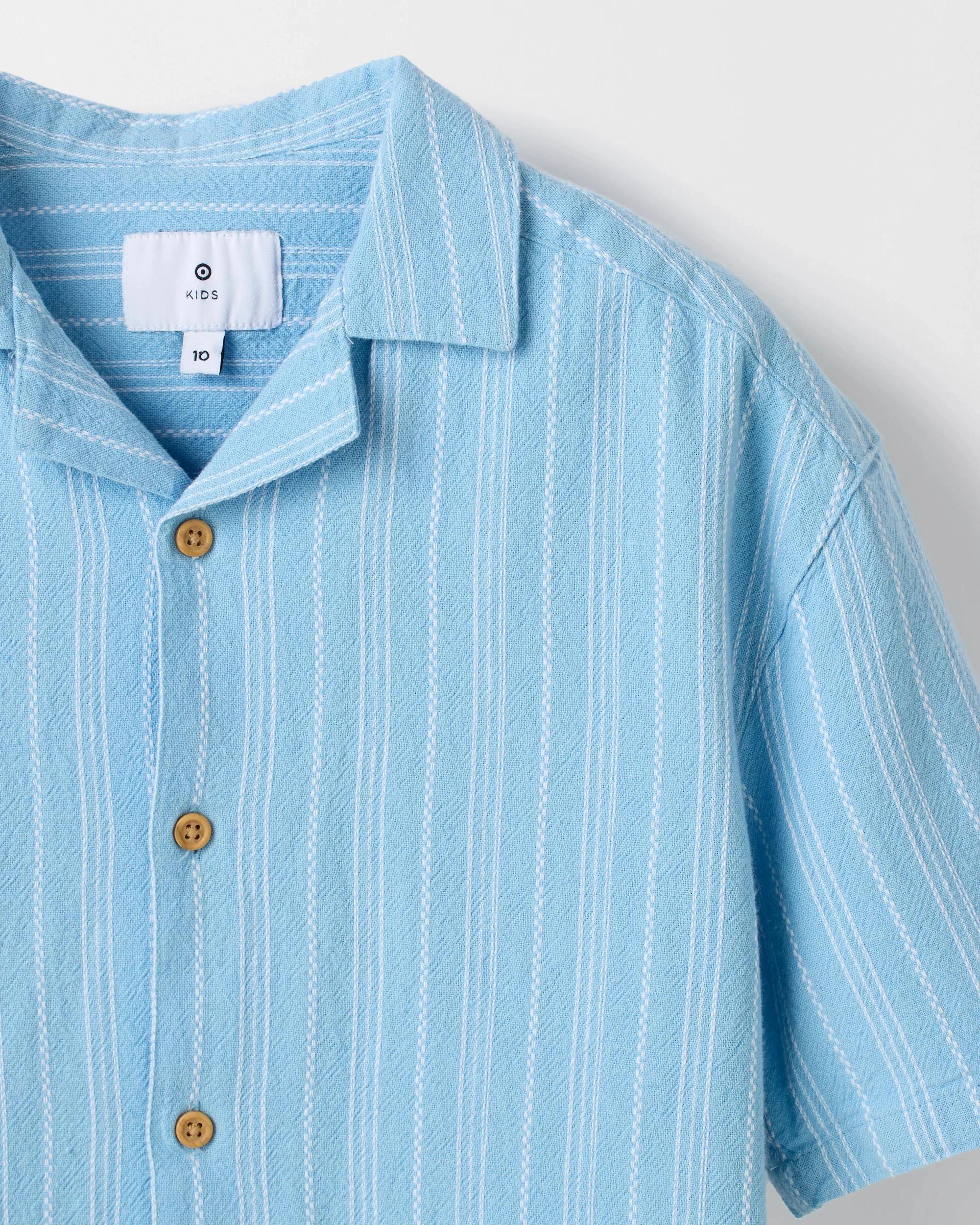 6 Target Cotton Linen Blend Short Sleeve Textured Shirt TIDAL BLUE STRIPE, 6 of 6