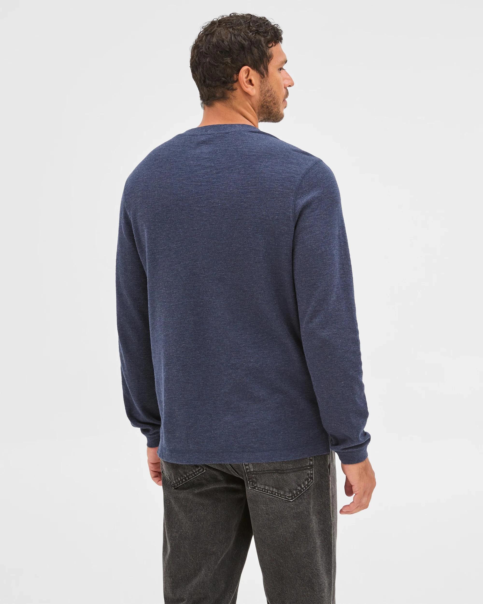 6 Target Australian Cotton Waffle Henley T-Shirt NAVY MARLE, 6 of 6