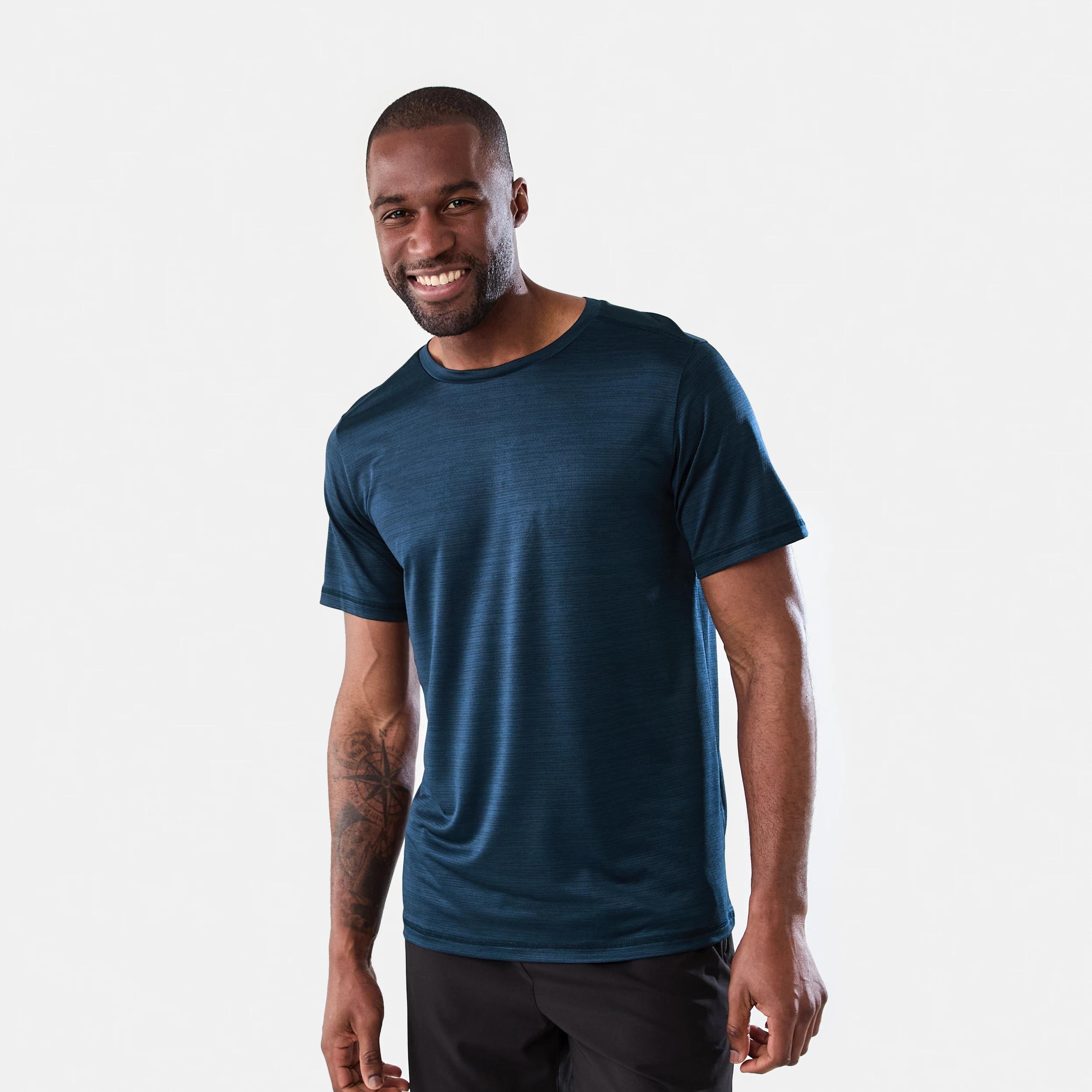 1 Active Mens Crew Neck Cationic T-shirt NAVY BLACK ACT CREW CATIONIC TEE, 1 of 6