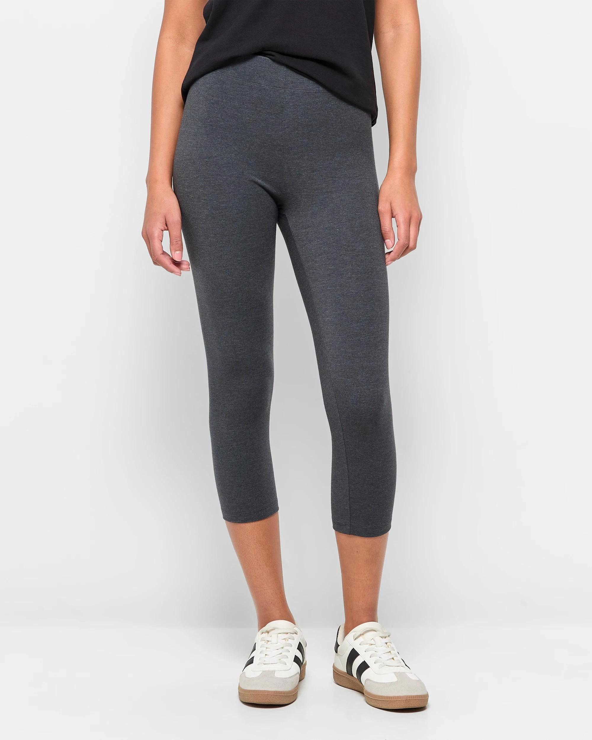 2 Target Australian Cotton 3/4 Length Leggings CHARCOAL MARLE, 2 of 5