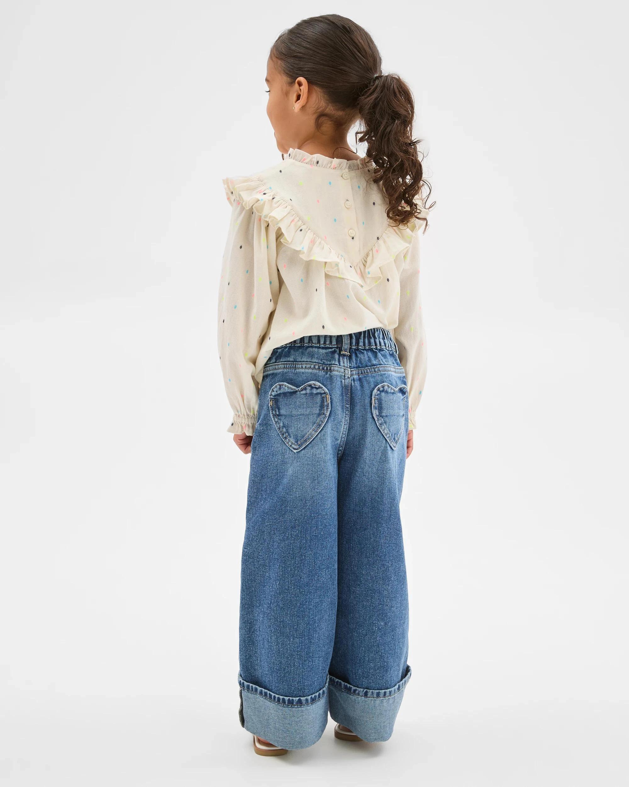 5 Target Denim Denim Folded Up Hem Wide Leg Jeans MID WASH BLUE, 5 of 10