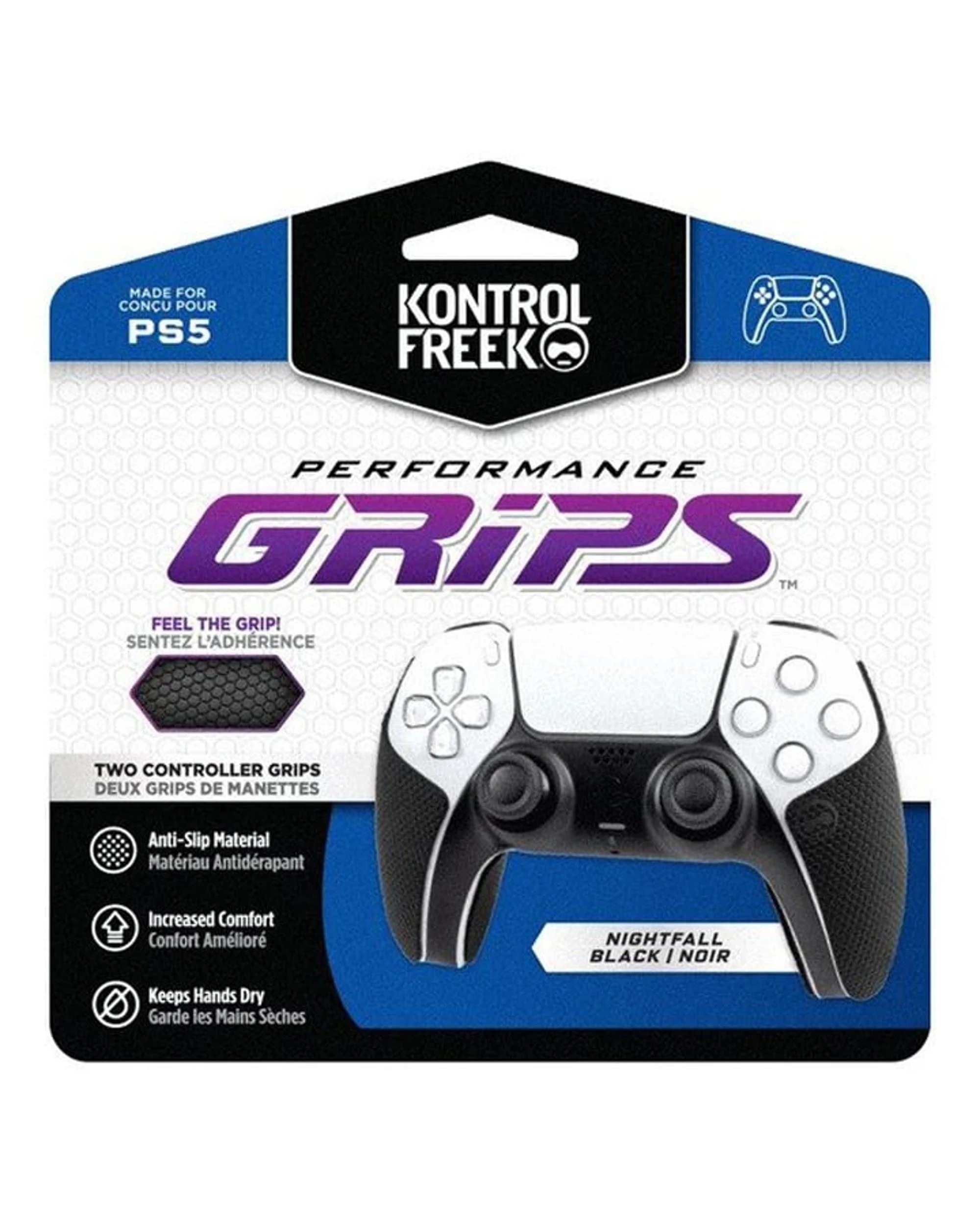 1 KontrolFreek Performance Grips Strips for PS5 - Black, 1 of 2