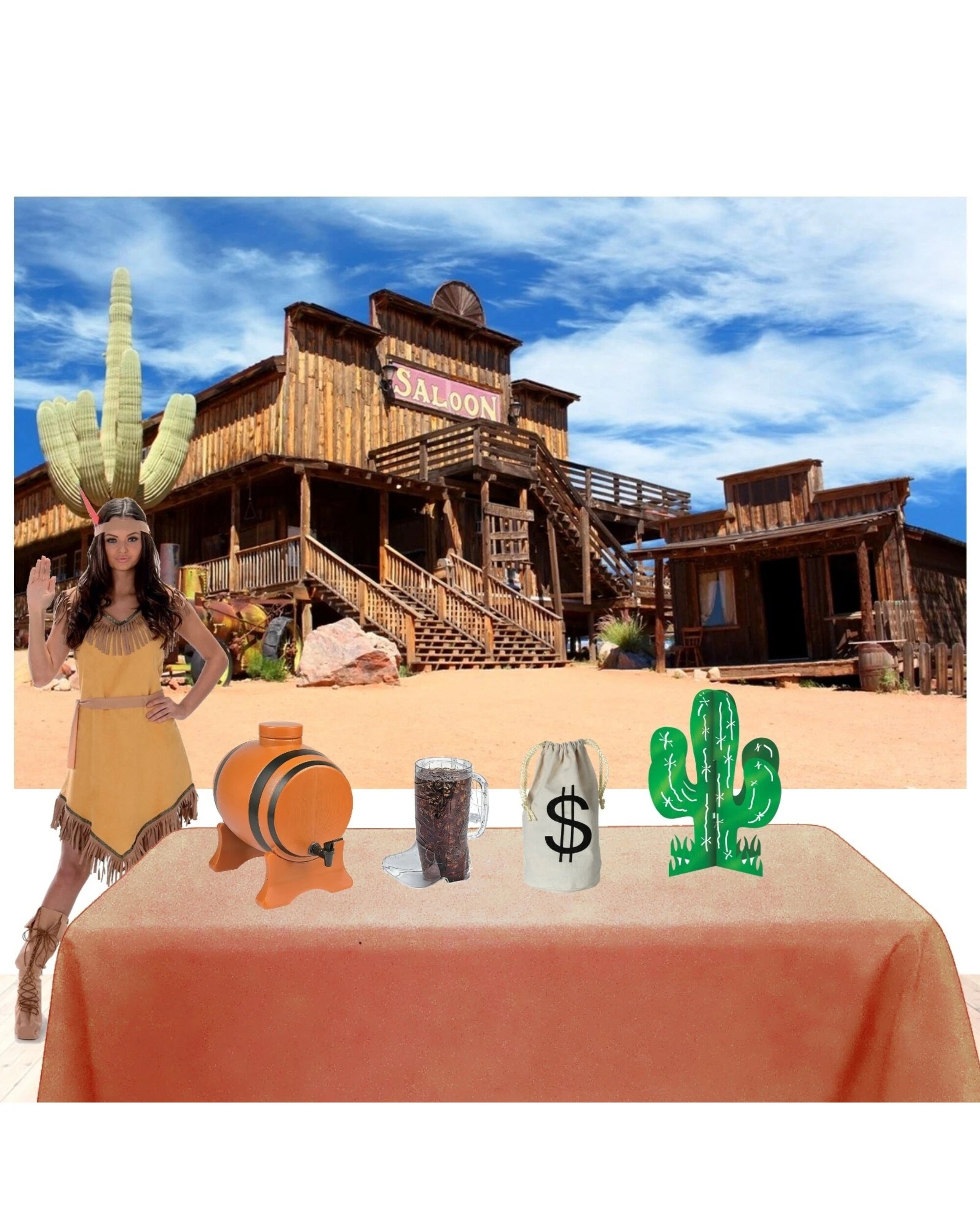 1 Partyrama Western Saloon Large Fabric Backdrop, 1 of 2