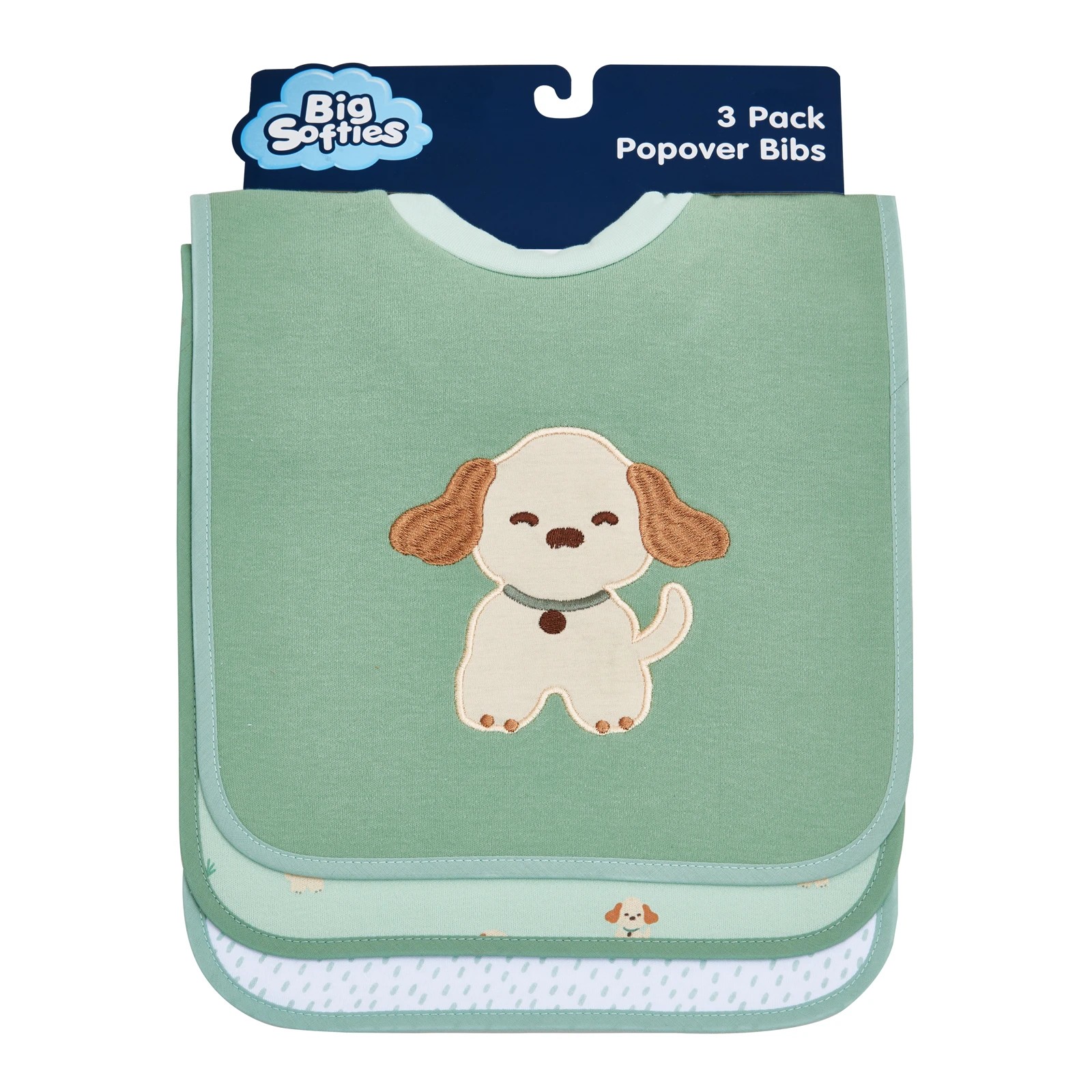 1 Big Softies 3 Pack Popover Bibs, Puppy, 1 of 6