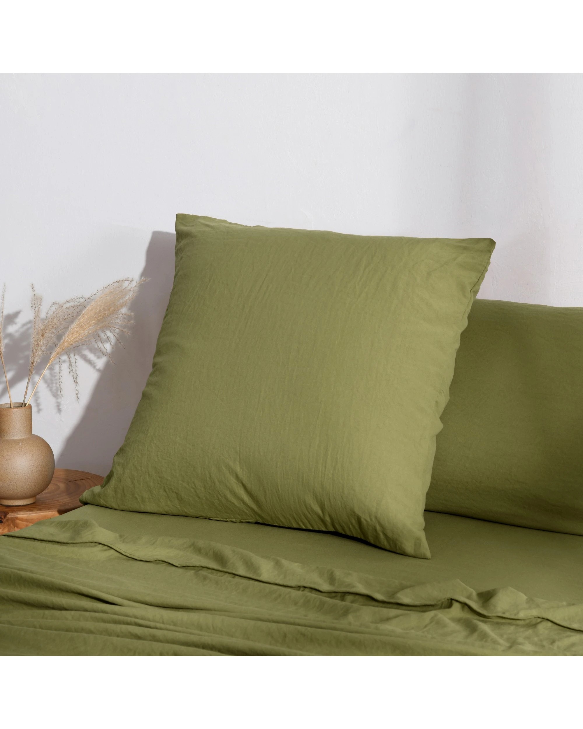 2 Dreamaker Superfine Washed Microfibre European Pillowcase - Olive, 2 of 5