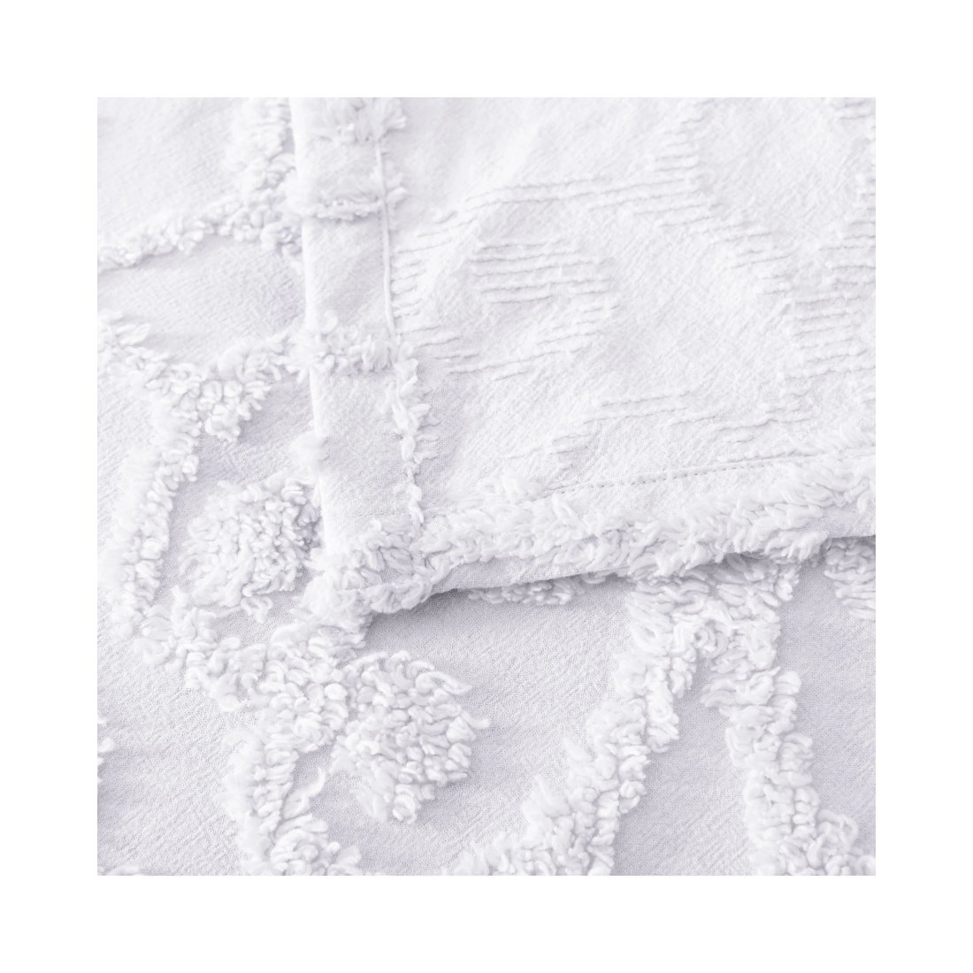 4 Bianca Bedding ELLA Cotton Chenille Bedspread Set — Textured Motif, White or Blush
 - King Single Bed
 - white, 4 of 5