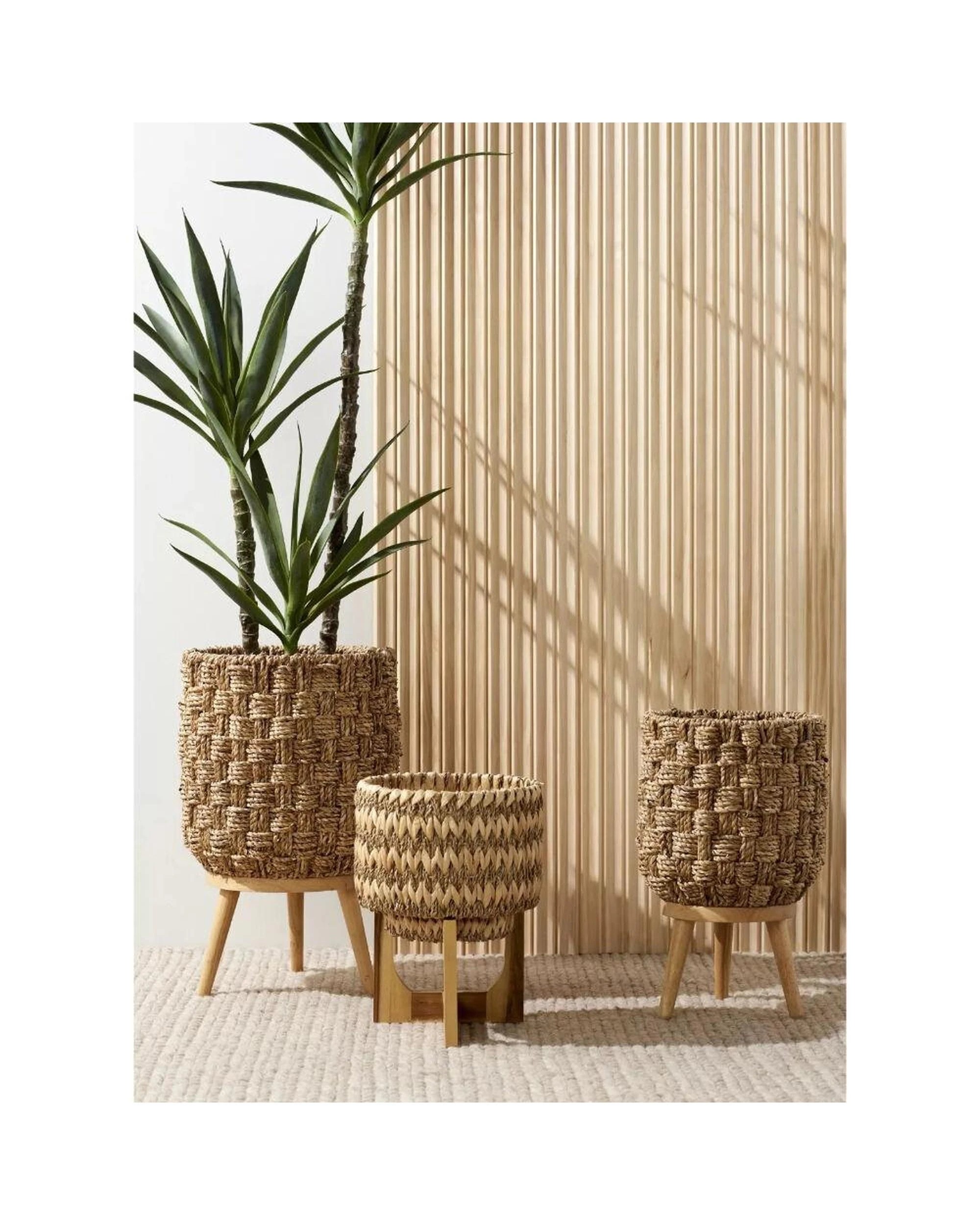 2 Amalfi Barbados Planter Pot on Stand 2pc Set Natural - Natural, 2 of 2