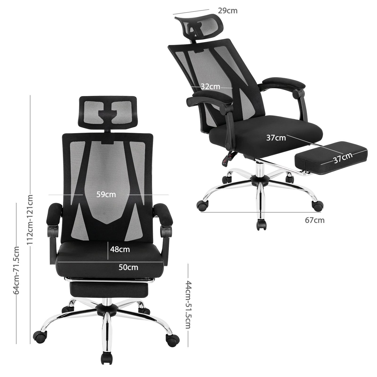 4 Costway Office Computer Chair Swivel Executive Chair w/Adjustable Headrest High Back Mesh Desk Chair - Black, 4 of 4
