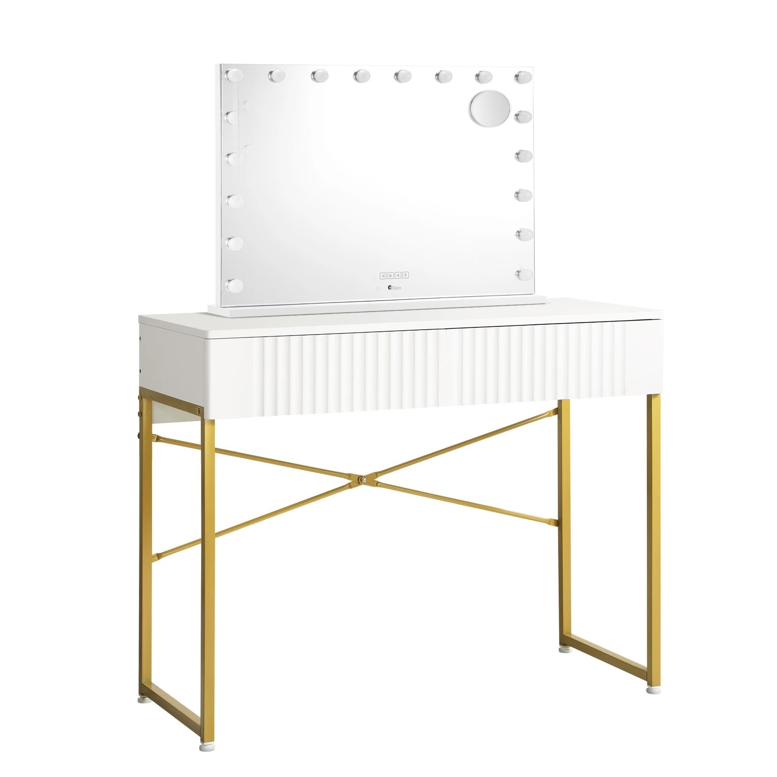 6 Oikiture Dressing Table Bluetooth Makeup Mirror 18 LED Light Vanity Mirror - White, 6 of 8