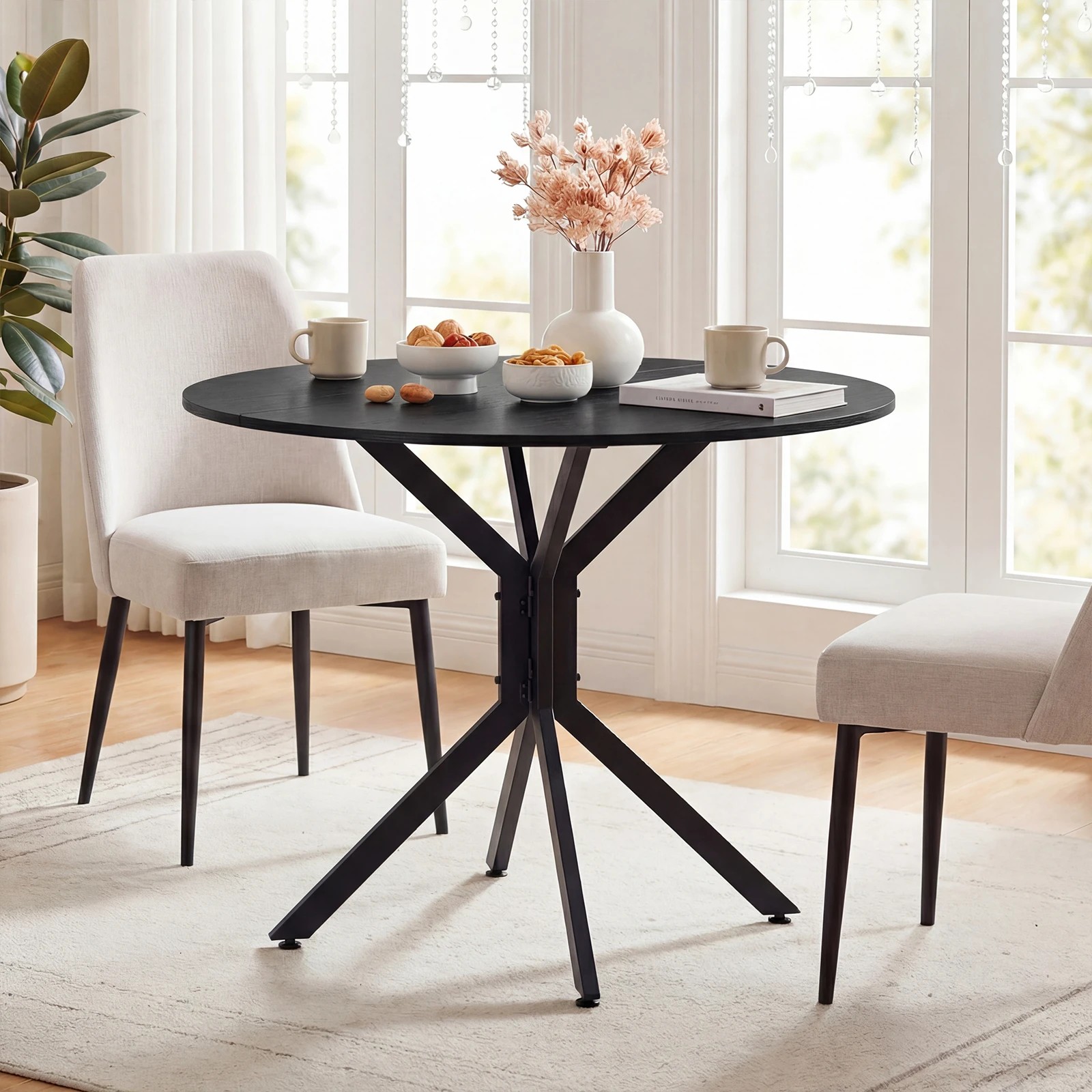 Costway Folding Dining Table Extendable Round Kitchen Coffee Table w ...