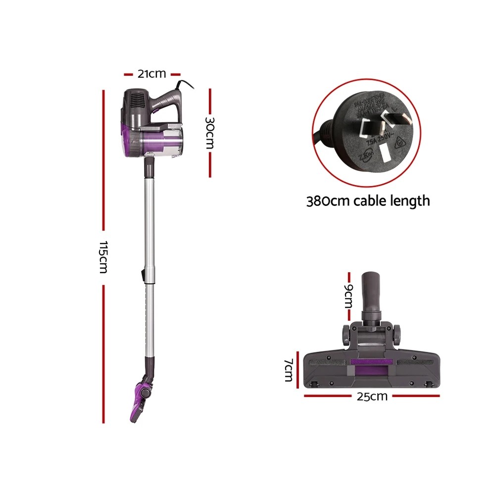 2 Devanti Stick Vacuum Cleaner Bagless Corded 500W Purple - Purple, 2 of 6