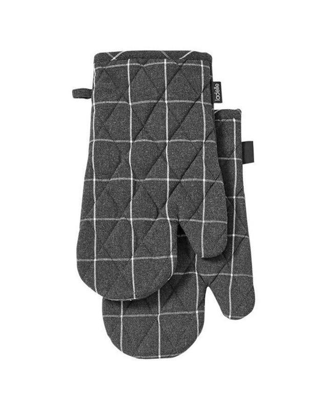 Ladelle 2 Pack Eco Recycled Oven Mitts with Pockets 18x33cm Charcoal - Char
