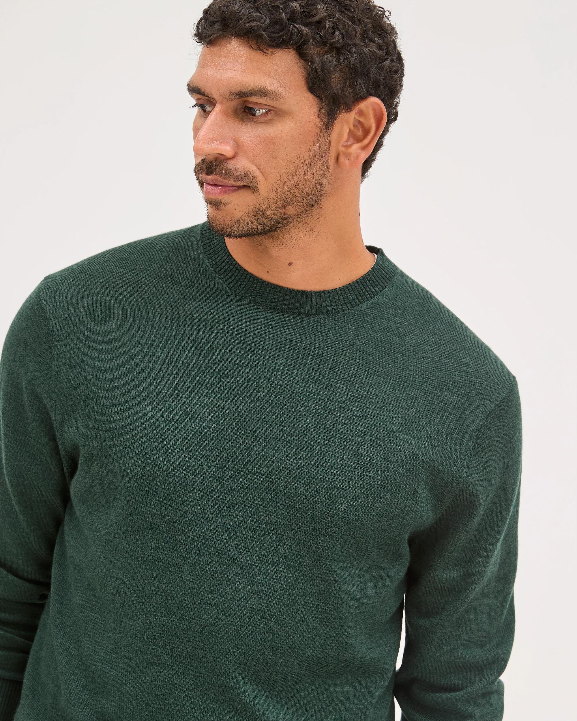 6 Preview Australian Merino Wool Knit Jumper FOREST GREEN, 6 of 7