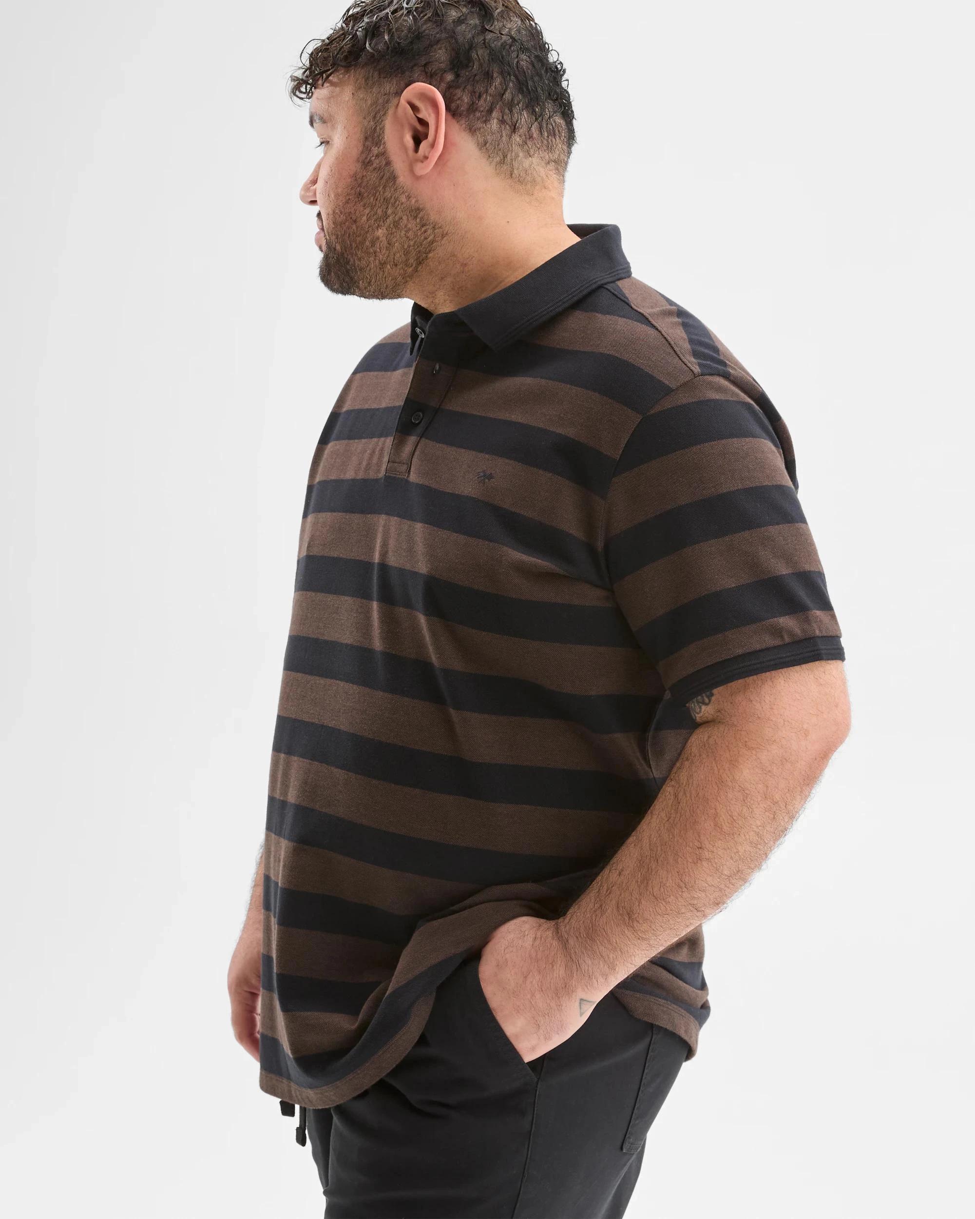 4 Target Plus Size Australian Cotton Birdseye Stripe Polo Top CHOC, 4 of 7