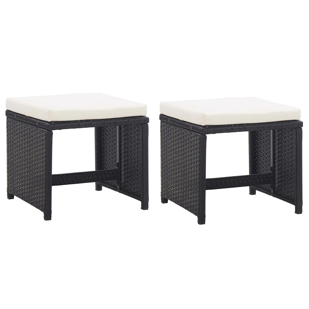2 vidaXL 11 Piece Outdoor Dining Set With Cushions Poly Rattan - Black, 2 of 8