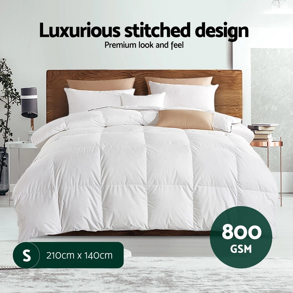 2 Giselle Bedding 800GSM Goose Down Feather Quilt Winter Blanket Duvet Comforter Single - Single Bed - White, 2 of 7