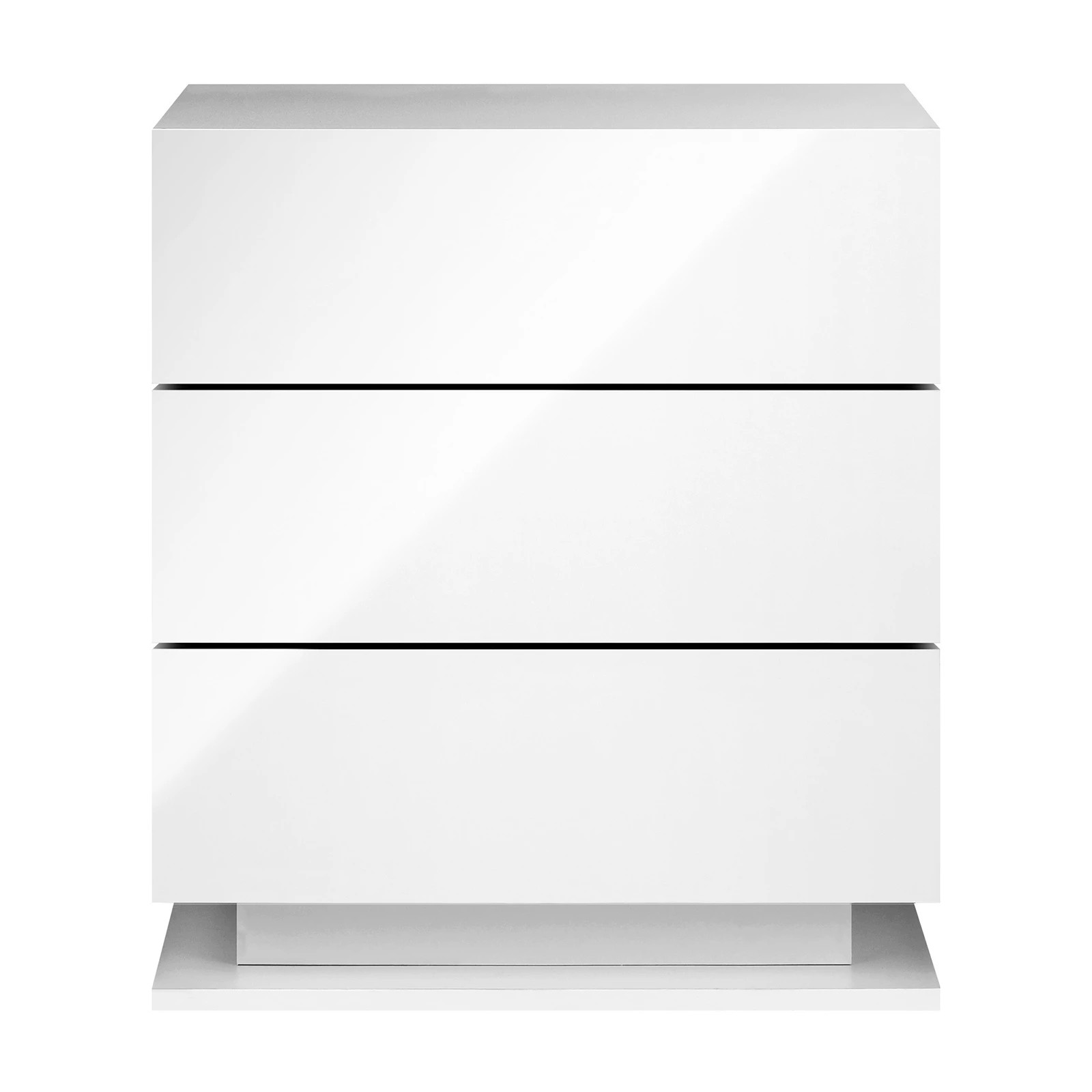 3 Oikiture Bedside Tables Set of 2 LED Side Table Nightstand Cabinet 3 Drawers - White, 3 of 5