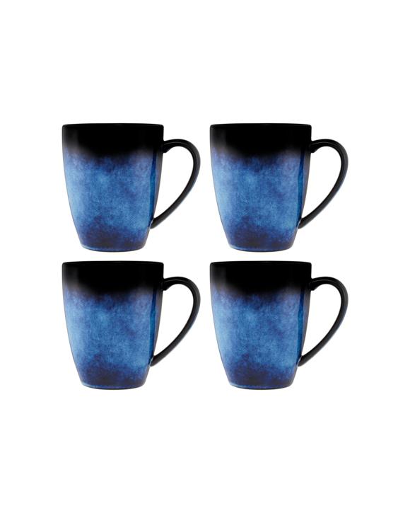 Maxwell & Williams 4x Caviar Midnight Coupe Mug 400ml Stoneware Durable Set - Multi