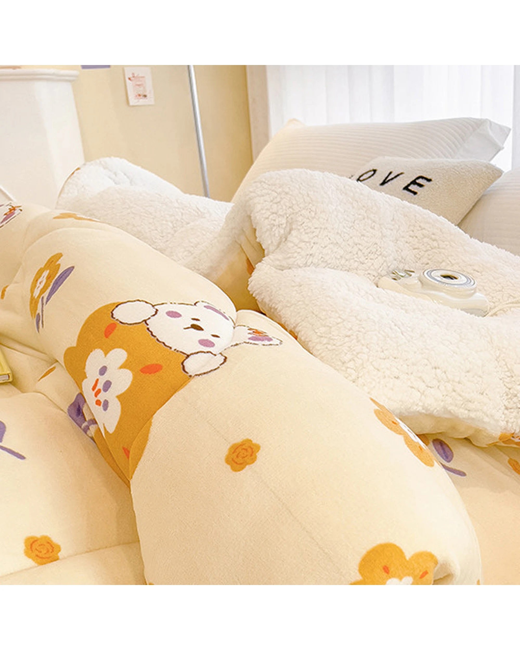 2 Cotton More Thick Winter Sherpa Blanket Comforter 200x230cm Sweet Bear - Pattern, 2 of 3