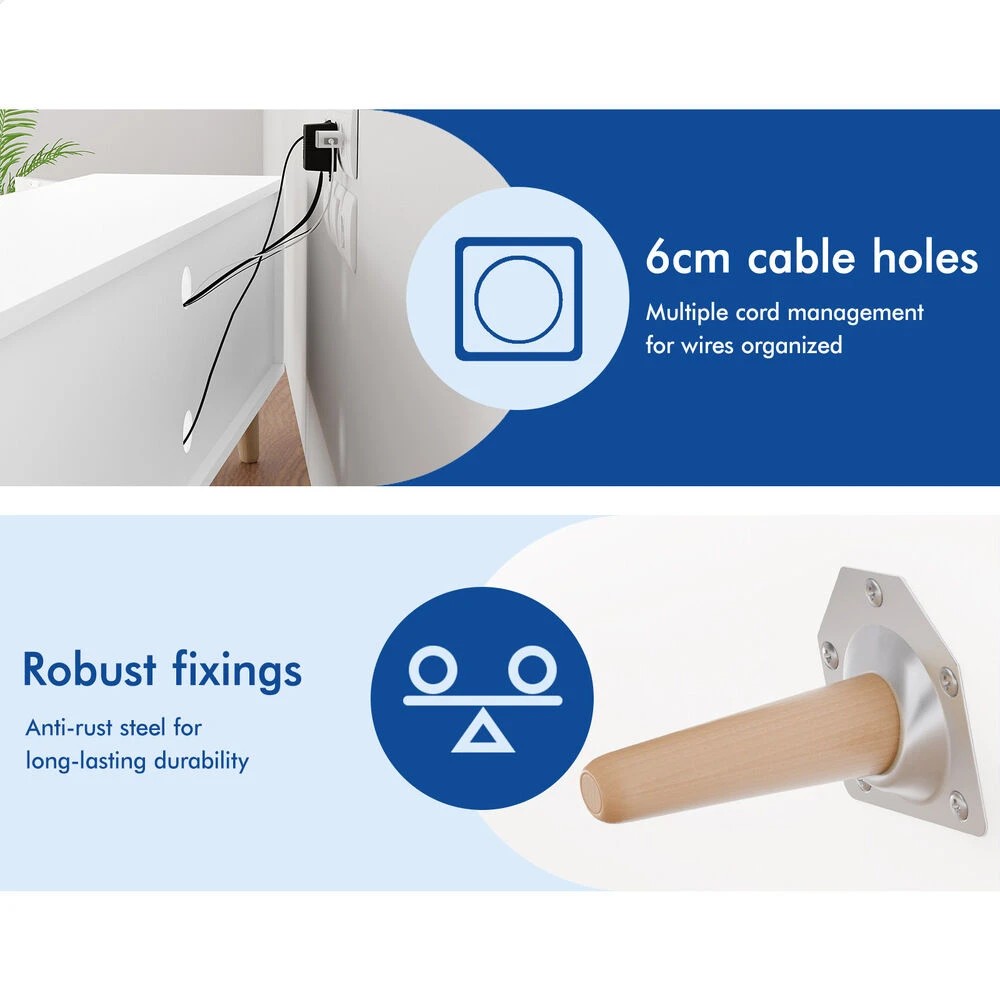 6 Alfordson Entertainment Unit 120cm TV Cabinet Stand Storage Drawer - White, 6 of 9