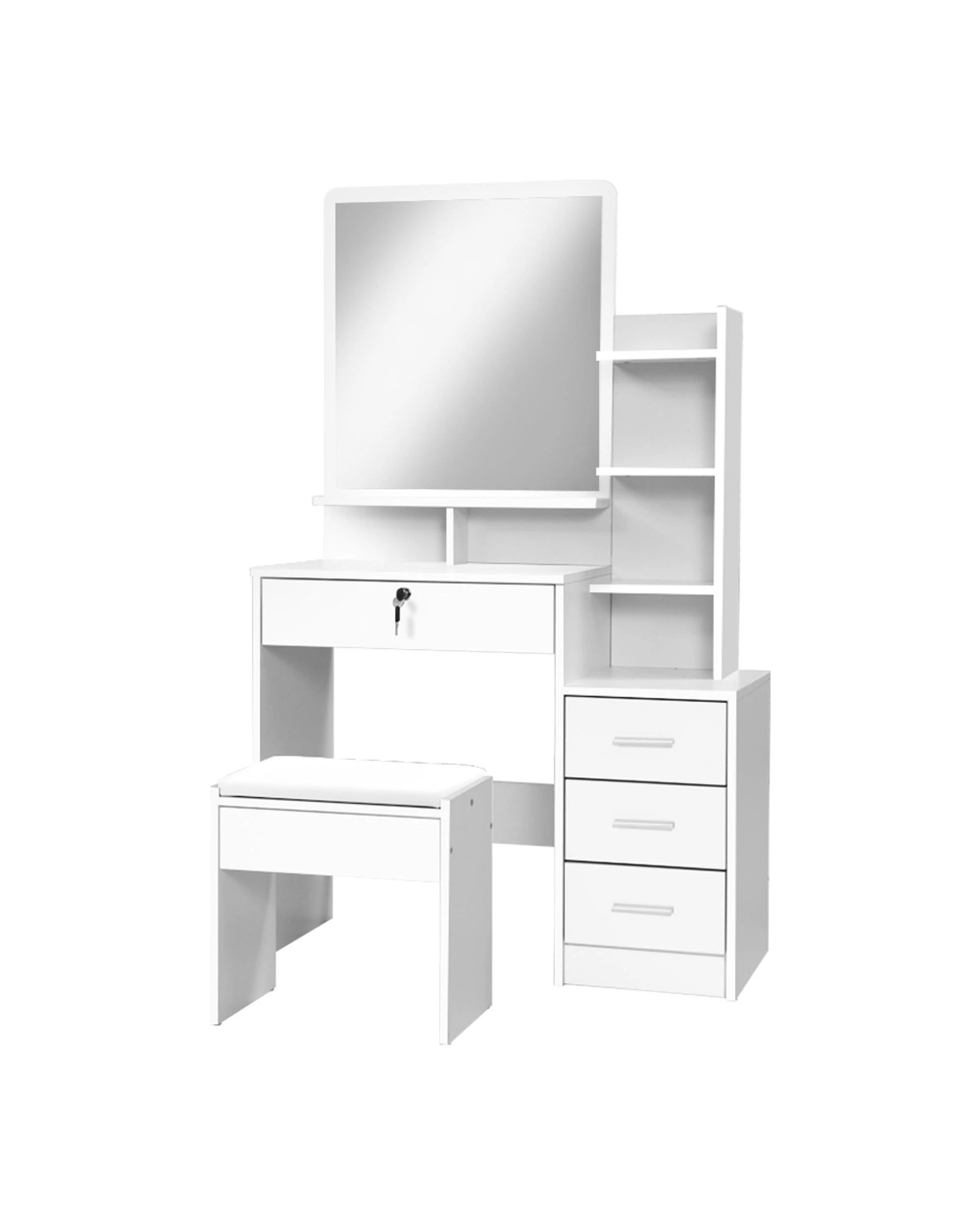 1 Artiss Dressing Table Stool Set 4 Drawers - White, 1 of 8