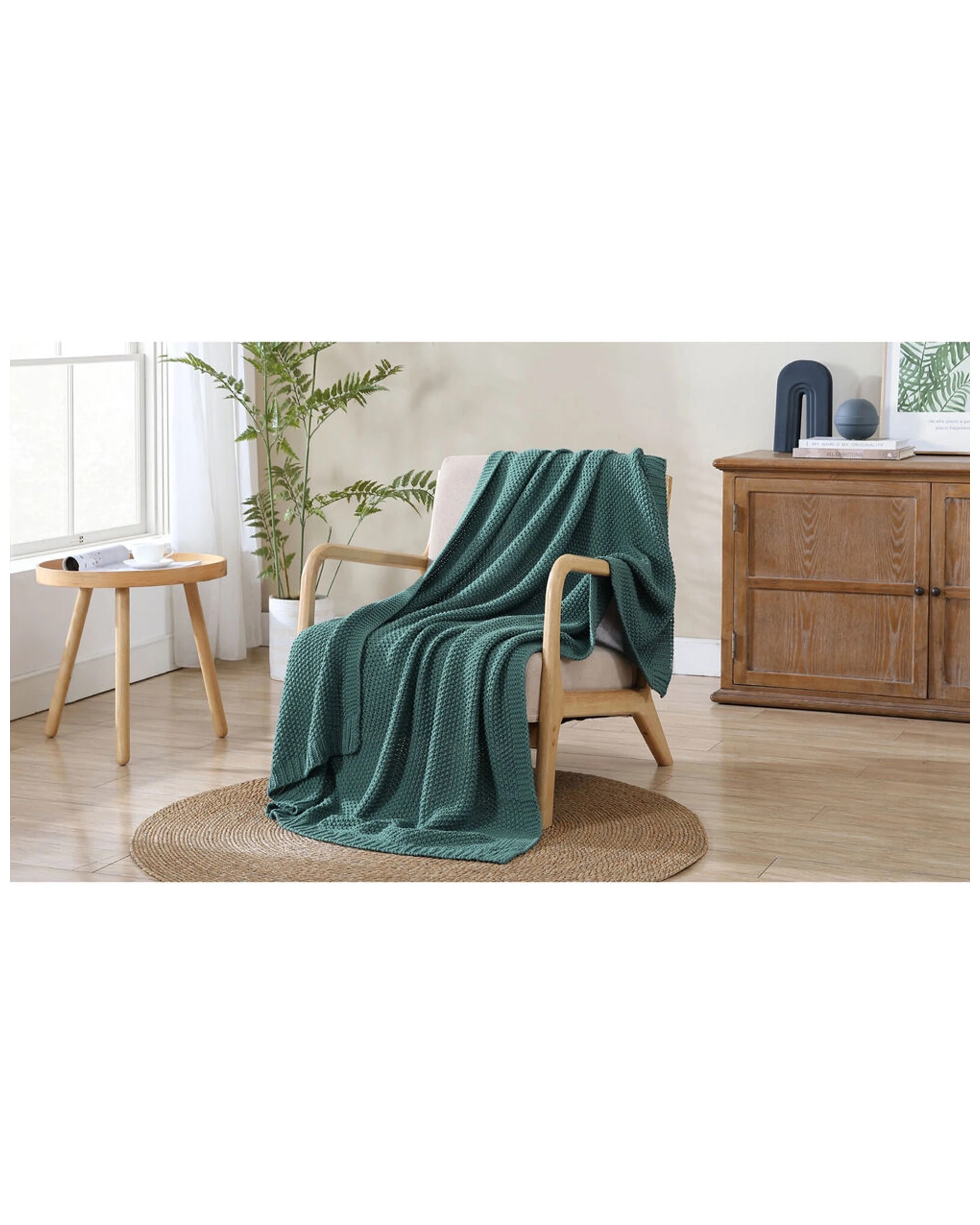 1 Ardor Quinn Acrylic Knitted Blanket-Throw 127x152cm Machine Washable OEKO-TEX - Plain, 1 of 3