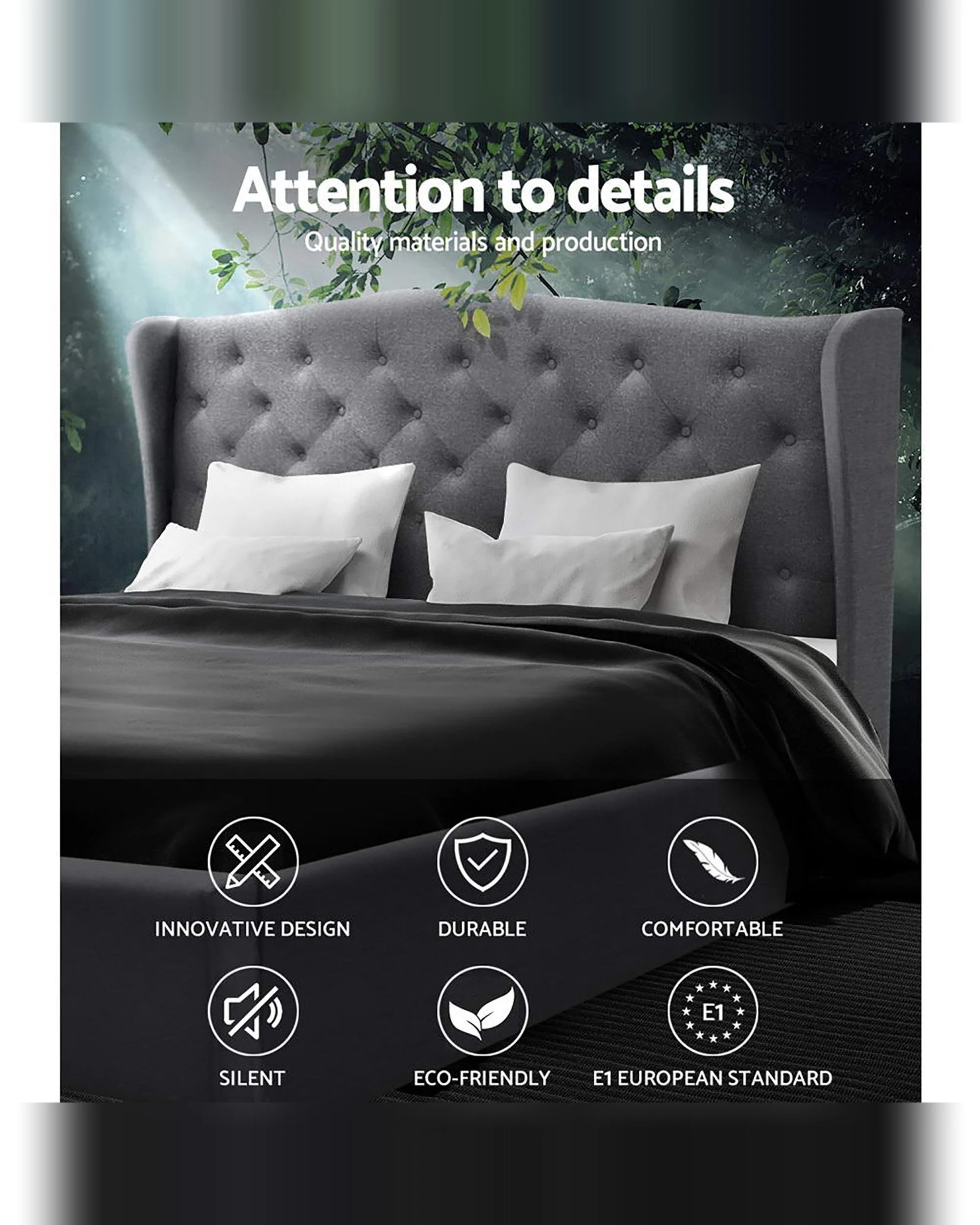 3 Artiss Bed Frame Double Size - Grey, 3 of 10