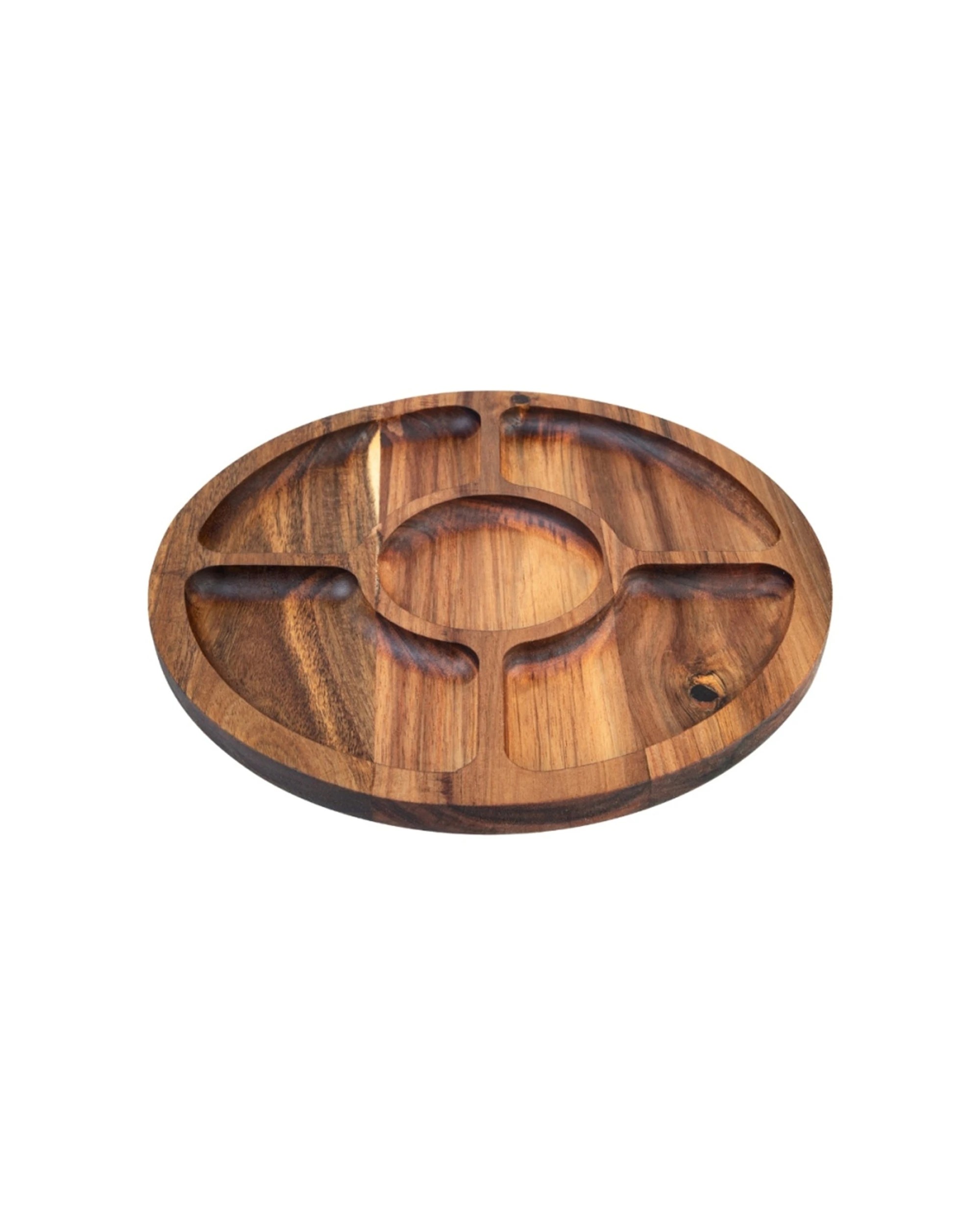 4 Alfresco Lane Acacia Wood 5 Compartment Round Grazing Platter - Natural, 4 of 7