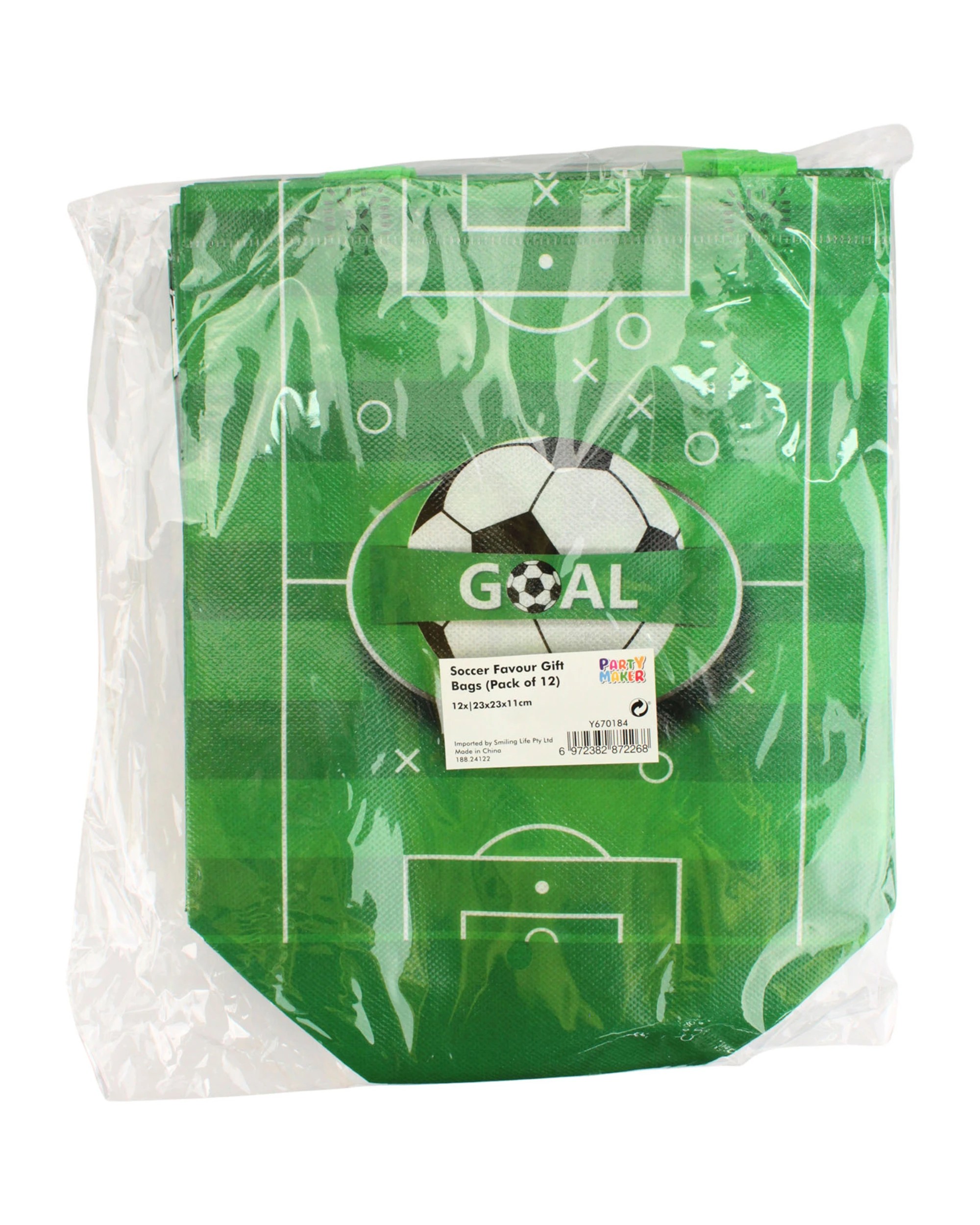 3 Party Maker Soccer Party Tote Bags Pack of 12 - Green, 3 of 3