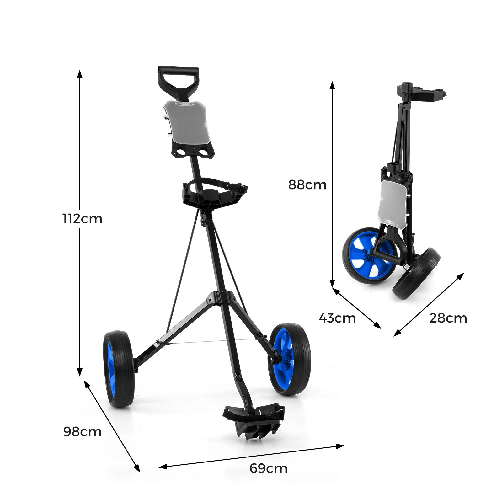 6 Costway 2 Wheel Golf Push Cart Foldable Golf Trolley w/Scorecard Holder & Elastic Strap, 6 of 6