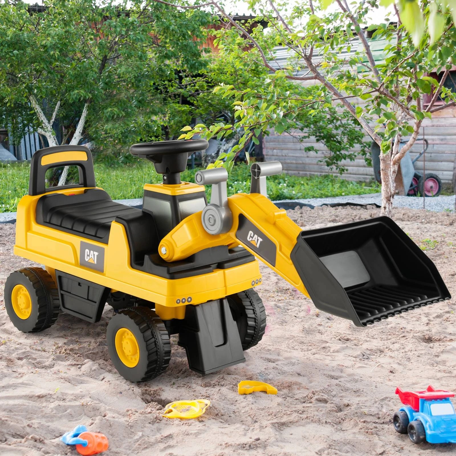 2 CostwayRide-On Excavator Toy Ride-On Bulldozer Truck - Yellow, 2 of 2