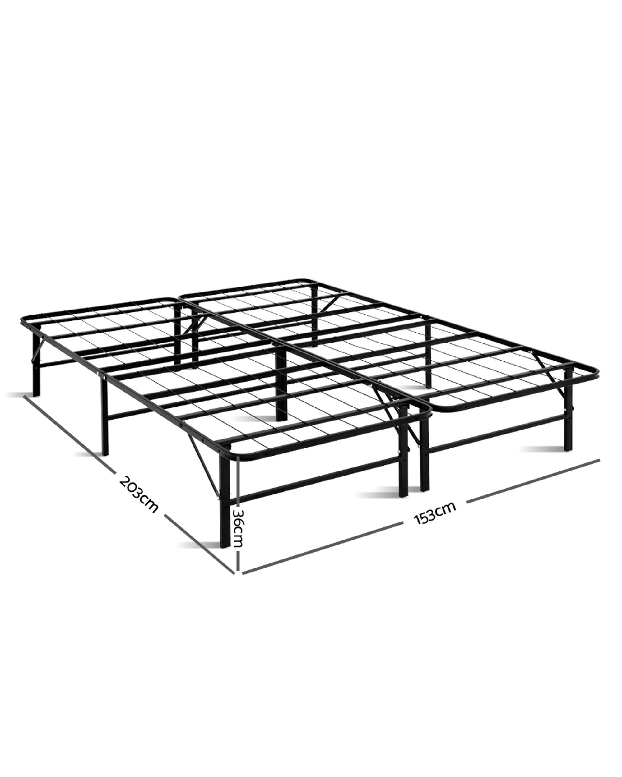 2 Artiss Folding Bed Frame Metal Base - Black, 2 of 8