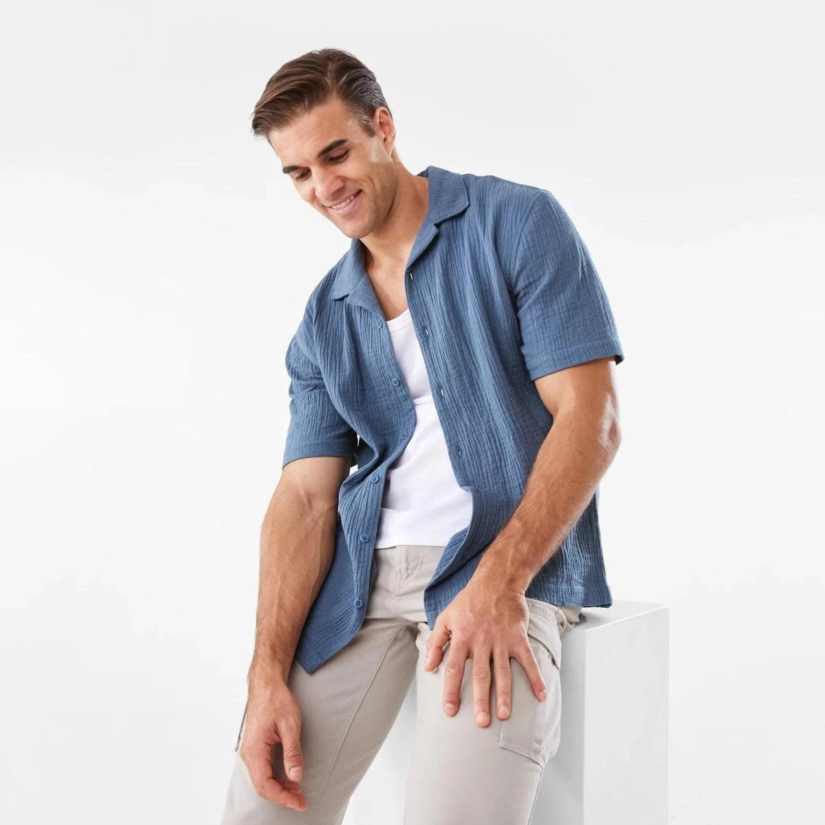 10 Short Sleeve Double Cloth Shirt BLUE MIRAGE, 10 of 10